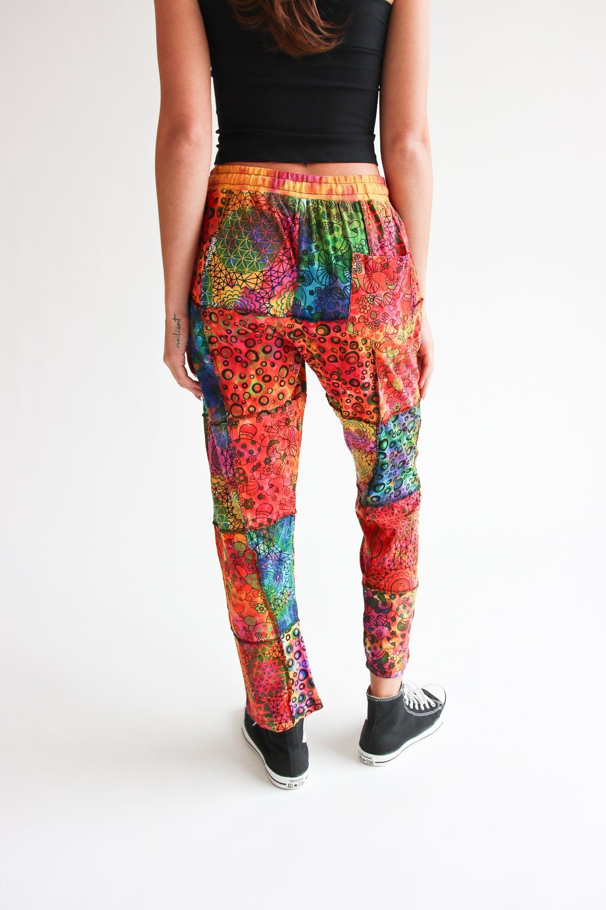 Tie Dye Mushroom Patchwork Pants Product Image