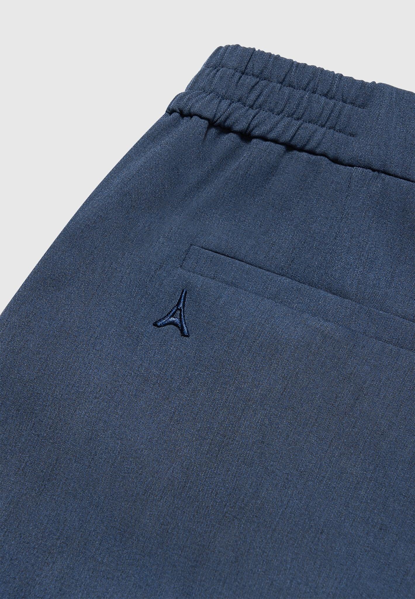 Relaxed Fit Hatched Pleated Tailored Trousers - Blue Male Product Image