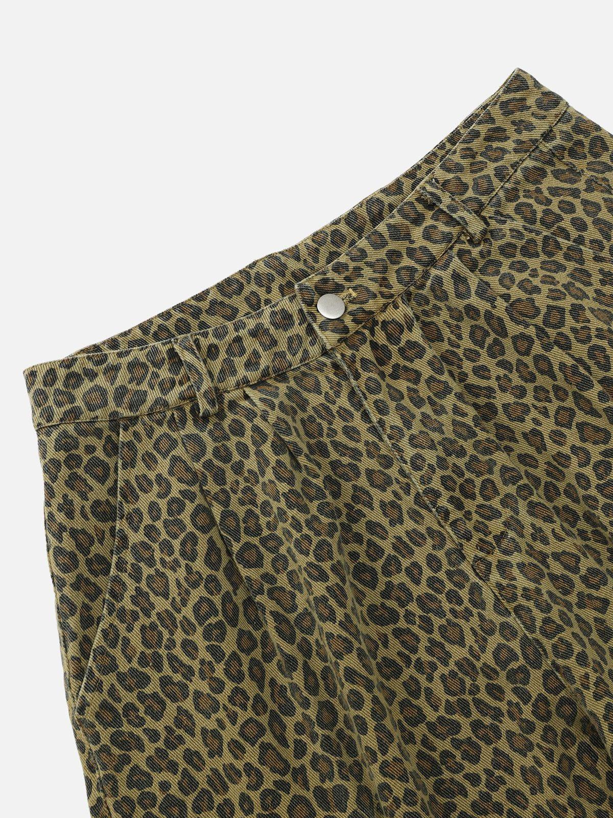 Aelfric Eden Leopard Print Distressed Longline Shorts Product Image