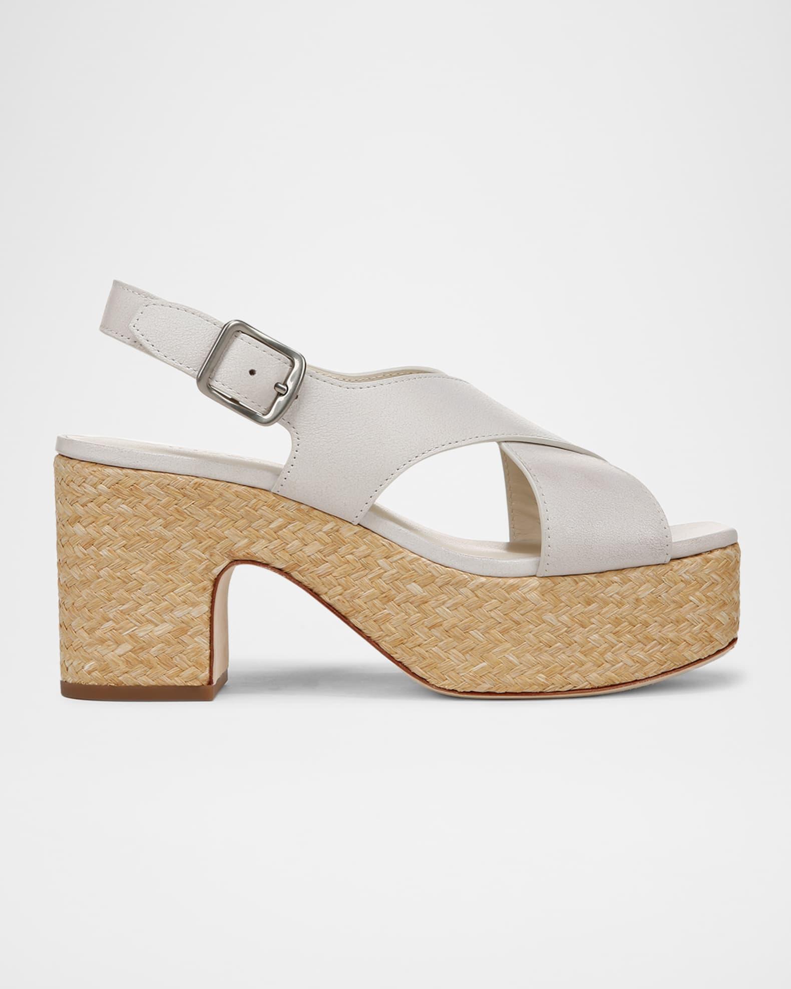 Clementina Leather Crisscross Platform Sandals Product Image