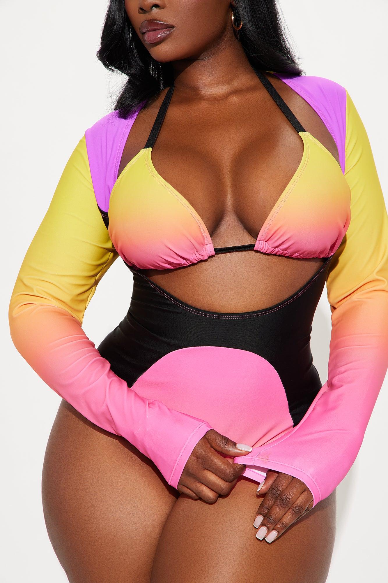 Ariah Long Sleeve 2 Piece Swimsuit - Pink/combo Female Product Image
