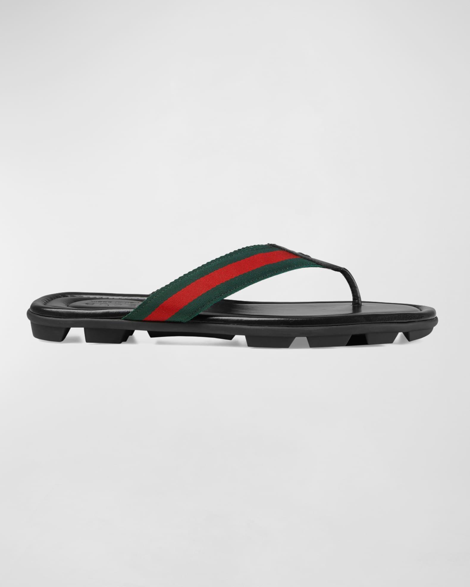Mens Web & Leather Thong Sandals Product Image
