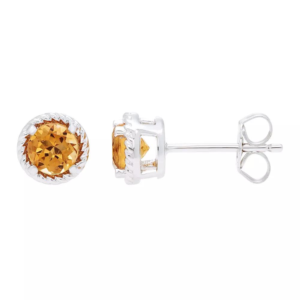Boston Bay Diamonds Sterling Silver Genuine Citrine Rope Halo Stud Earrings, Women's Product Image