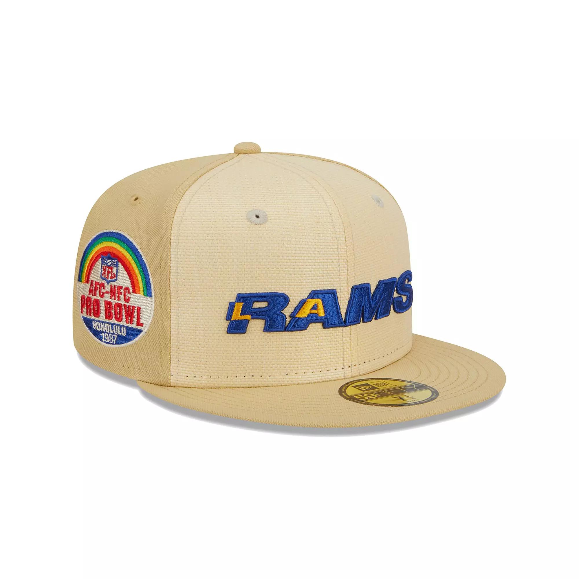 Men's New Era Khaki Los Angeles Rams Raffia Front 59FIFTY Fitted Hat, Size: 8, Beig K Product Image