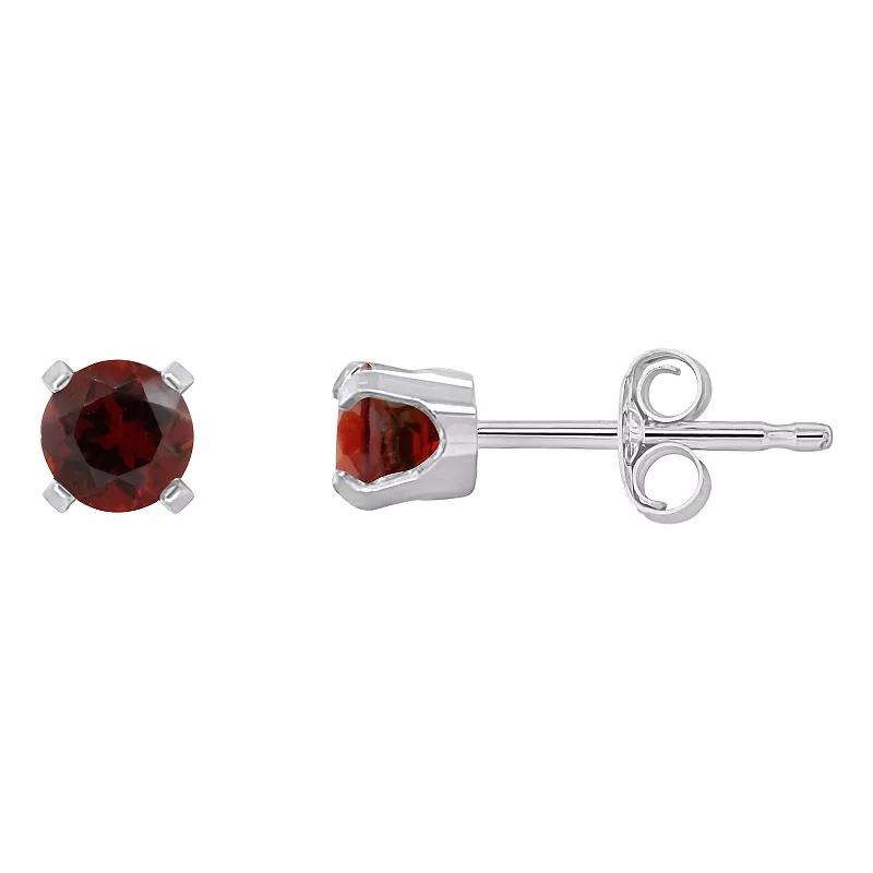 Celebration Gems 14k White Gold Round Gemstone Stud Earrings, Women's, Red Product Image