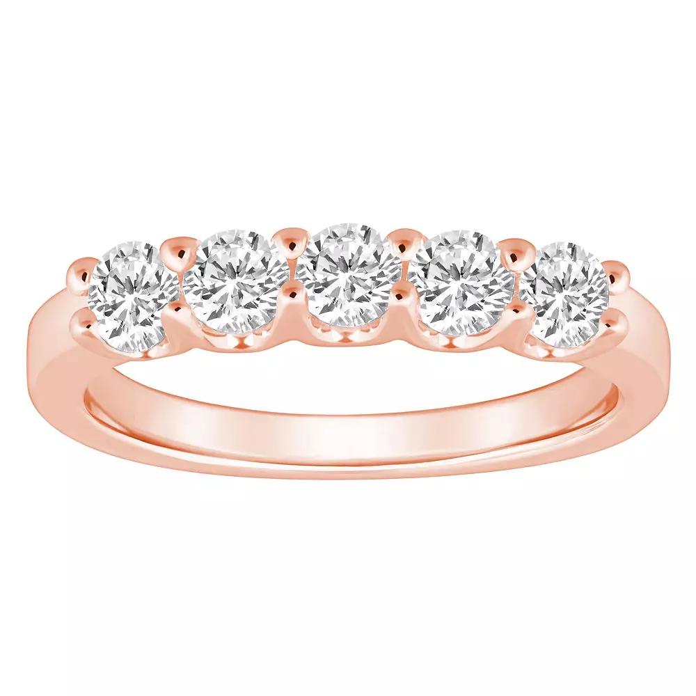 Alyson Layne 14k Gold 1 Carat T.W. Diamond 5-Stone Wedding Ring, Womens Pink Product Image