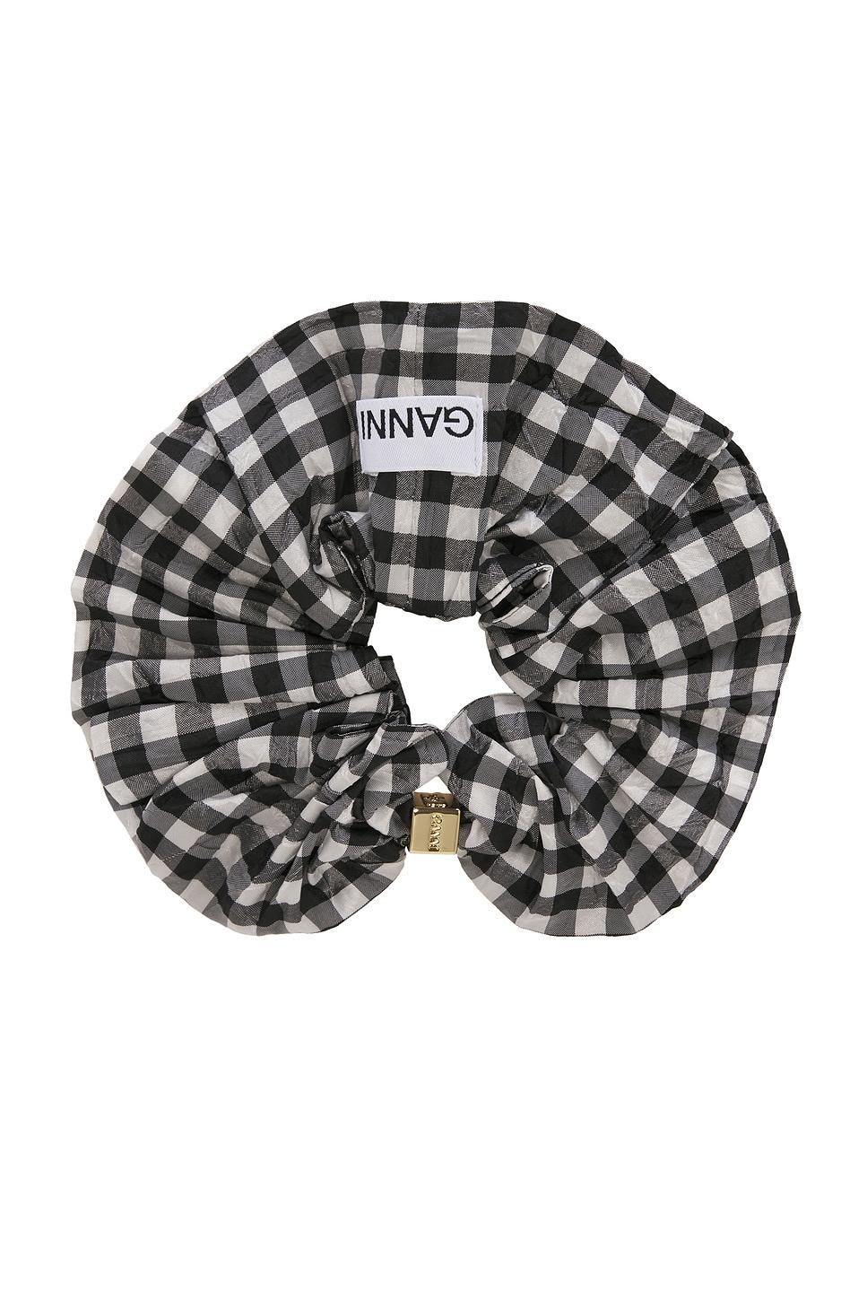 Crinkled Taffeta Check Scrunchie Ganni Product Image