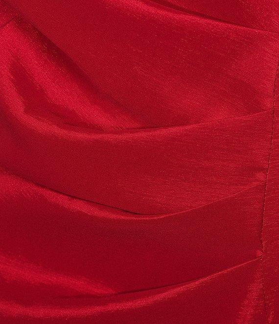 Marina Off-The-Shoulder Short Sleeve Side Slit Taffeta Midi Dress Product Image