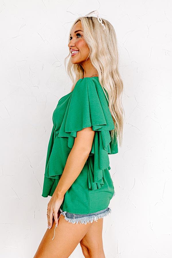 Happy Hideaway Babydoll Top In Green Product Image