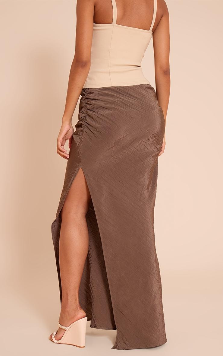 Mocha Textured Woven Maxi Skirt Product Image