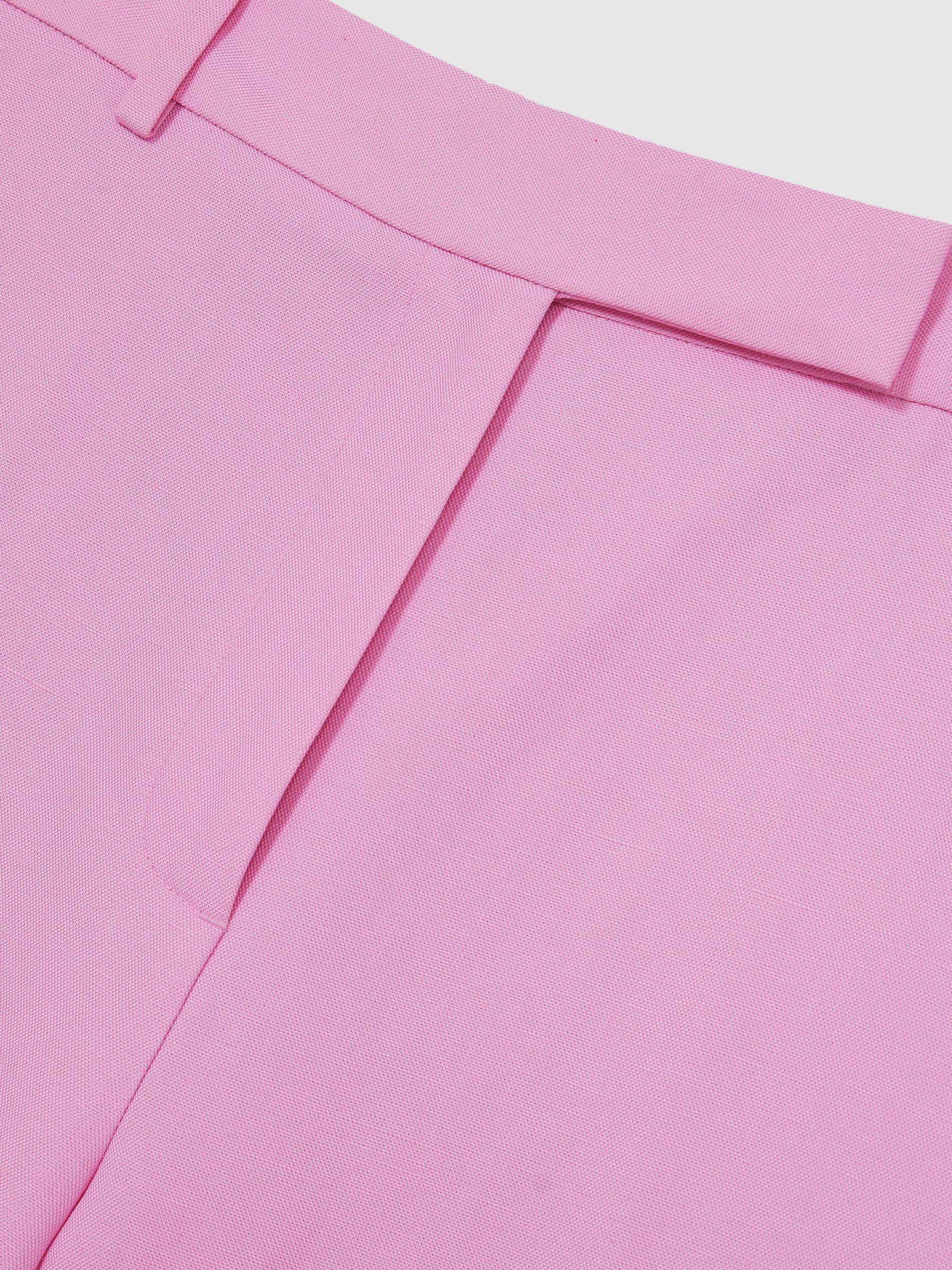 Petite Linen Belted Wide-Leg Trousers in White Product Image