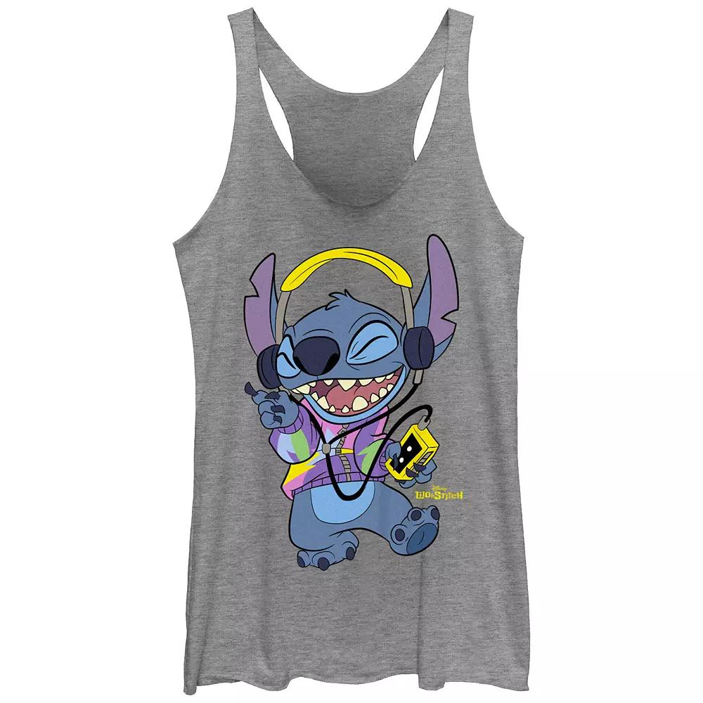 Disney's Lilo & Stitch Women's Cool Rockin' Stitch Tri-Blend Racerback Tank Top, Girl's,  Product Image