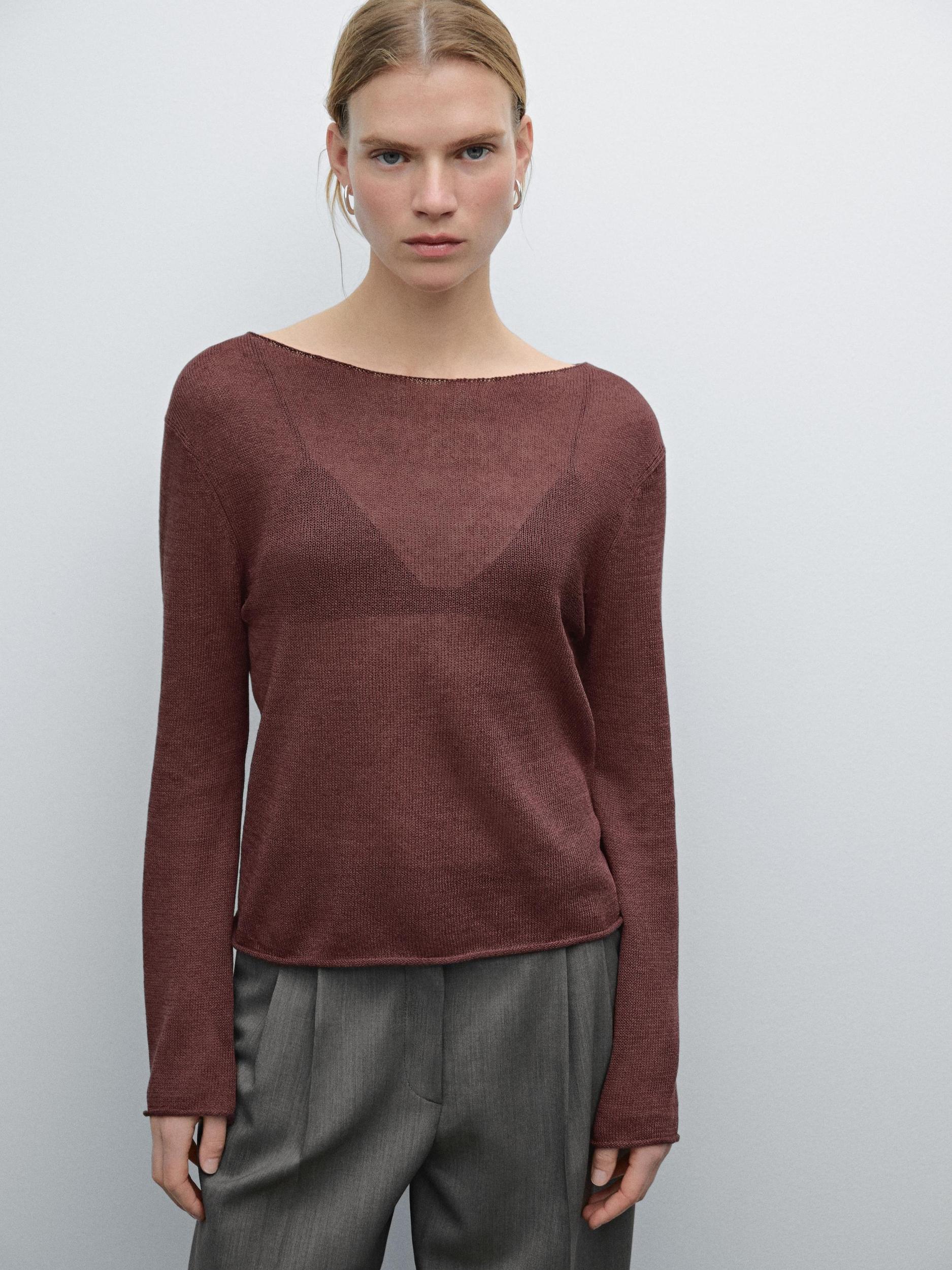 Openwork knitted jumper linen blend Product Image