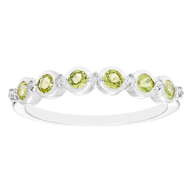 Boston Bay Diamonds Sterling Silver Gemstone & 1/10 Carat T.W. Diamond Stacking Ring, Women's,  Product Image