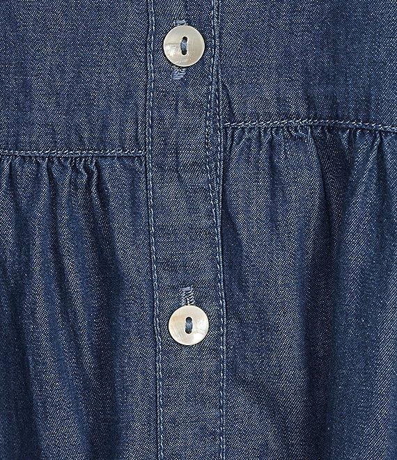 APNY Split Neck Short Puff Sleeve Button Front Tiered A-Line Dress Product Image