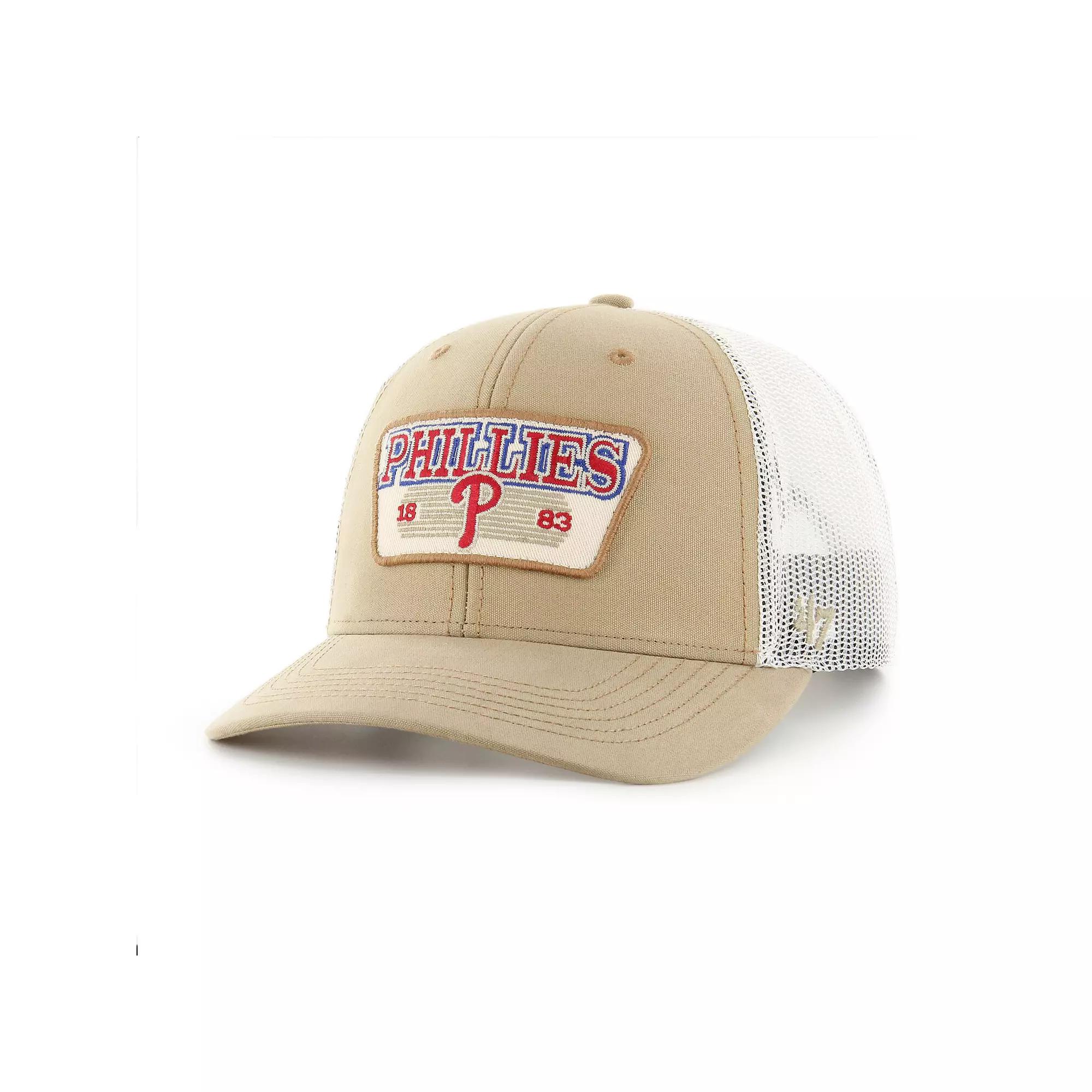Men's '47 Khaki Philadelphia Phillies Ridgewood Trucker Adjustable Hats, Beig K Product Image