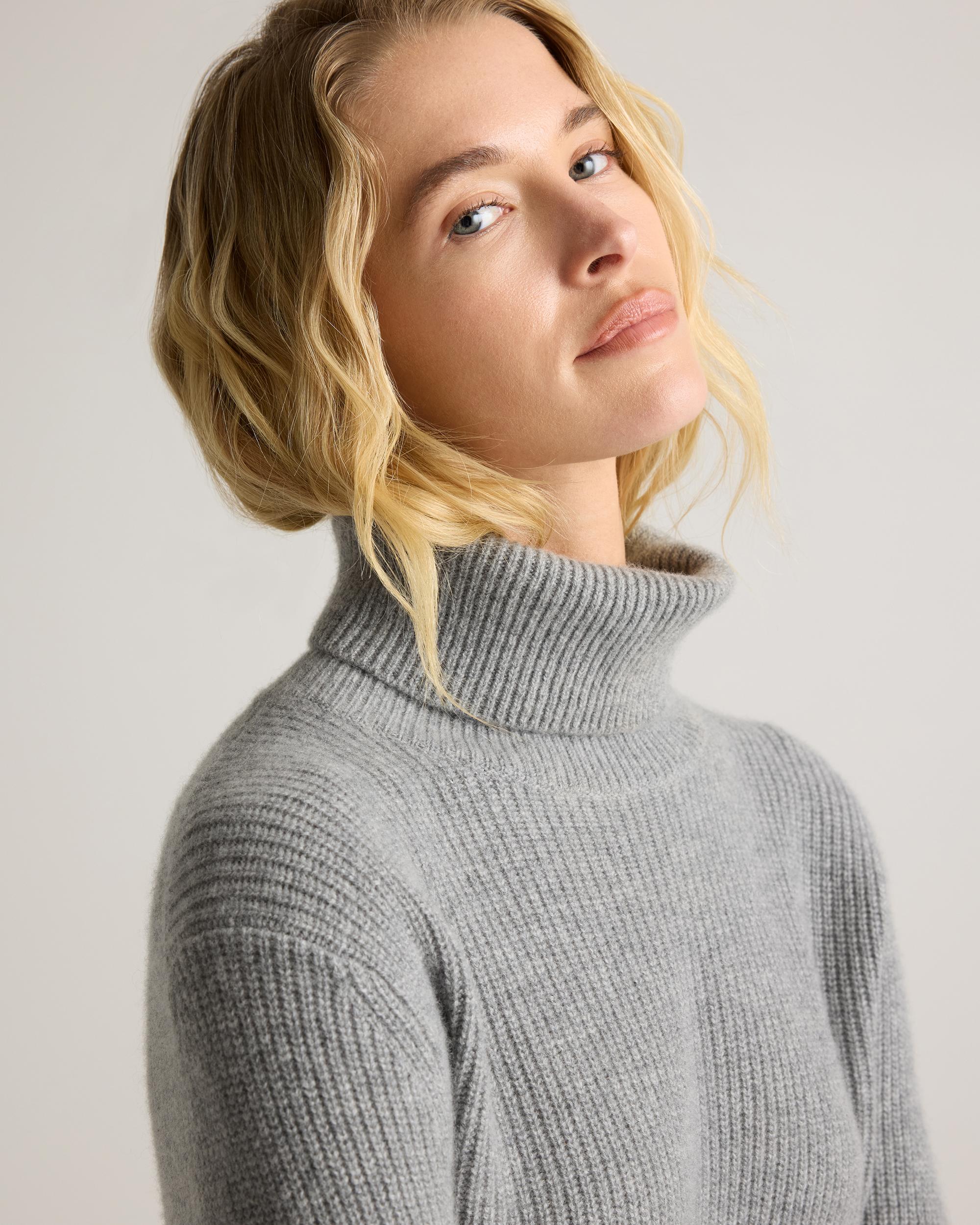 Quince | Women's Mongolian Cashmere Fisherman Turtleneck Sweater Size XL Product Image