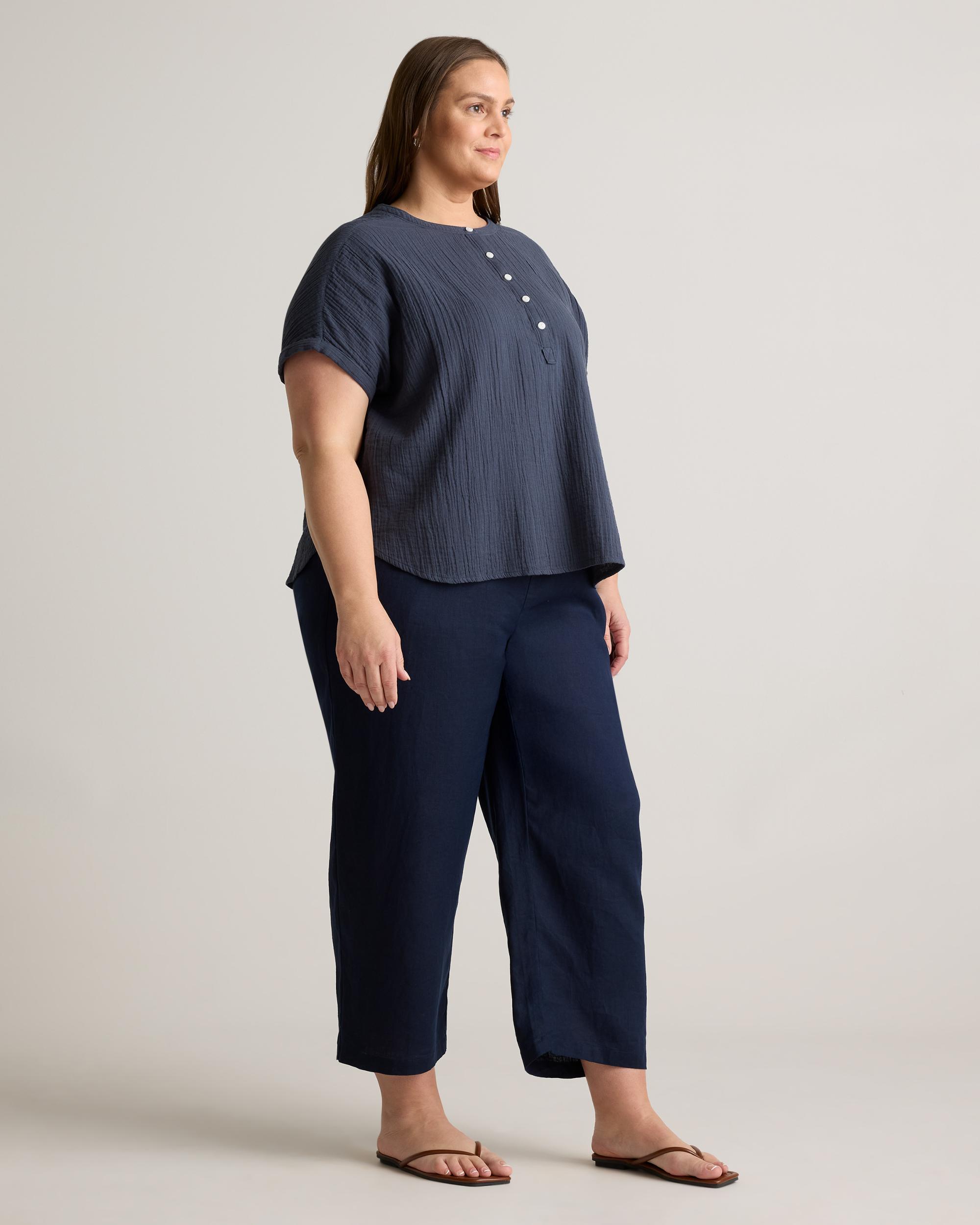 Quince | Women's Gauze Roll Sleeve Shirt Organic Cotton Product Image