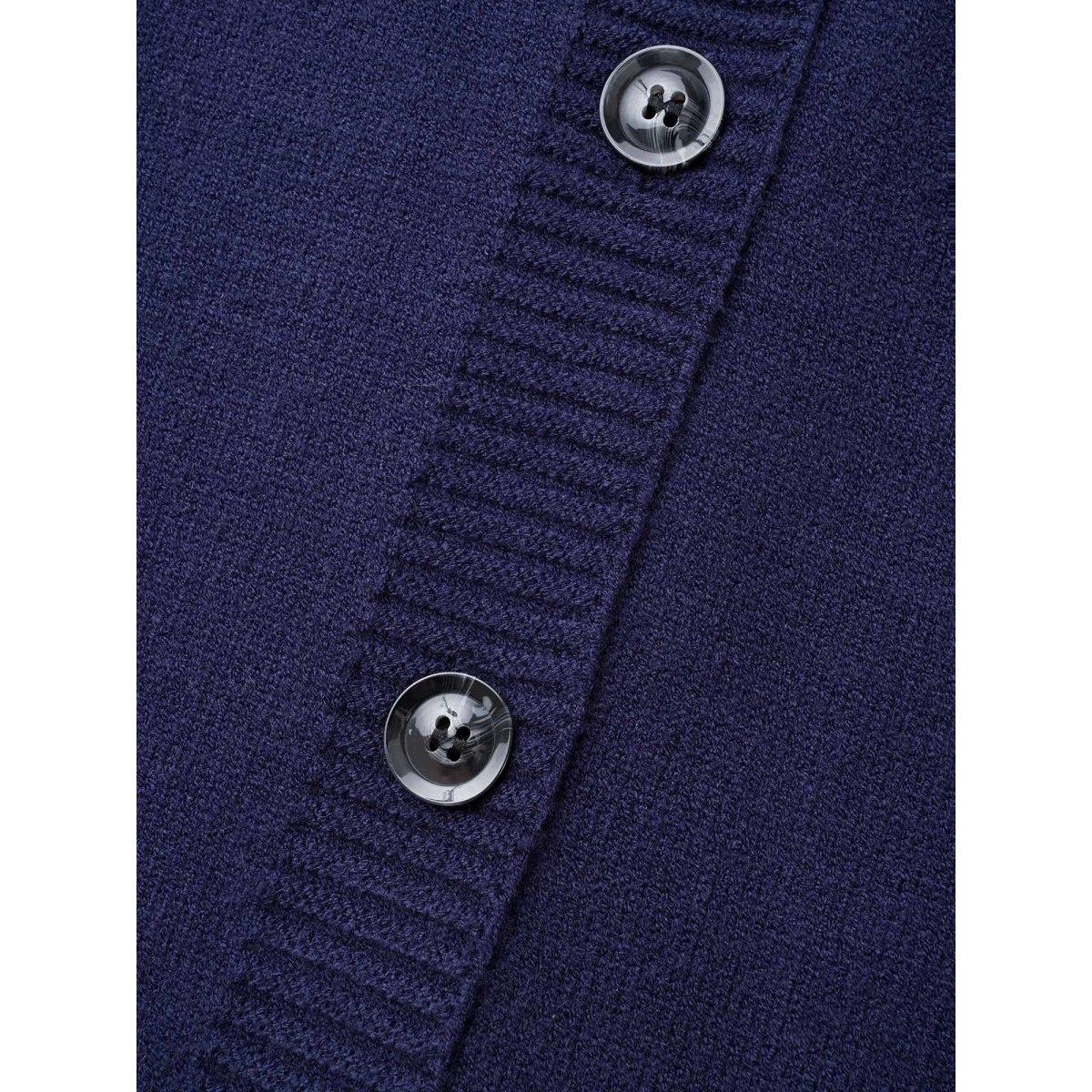 Plus Size Supersoft Essentials Holiday Patterns Button Front Cardigan Indigo Women Casual Loose Long Sleeve Everyday Cardigans BloomChic 12/L Product Image