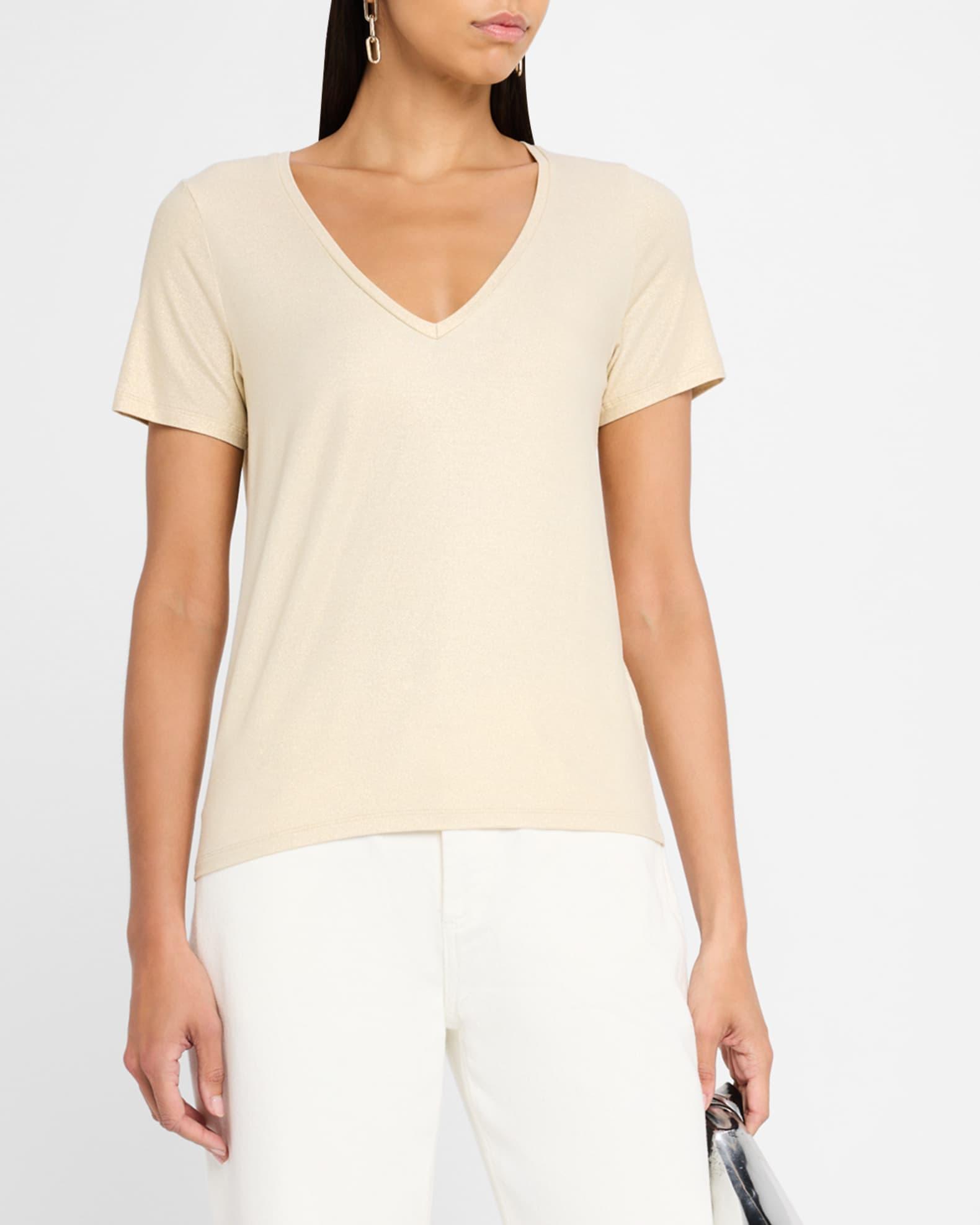 Soft Touch V-Neck Shimmer Jersey T-Shirt Product Image