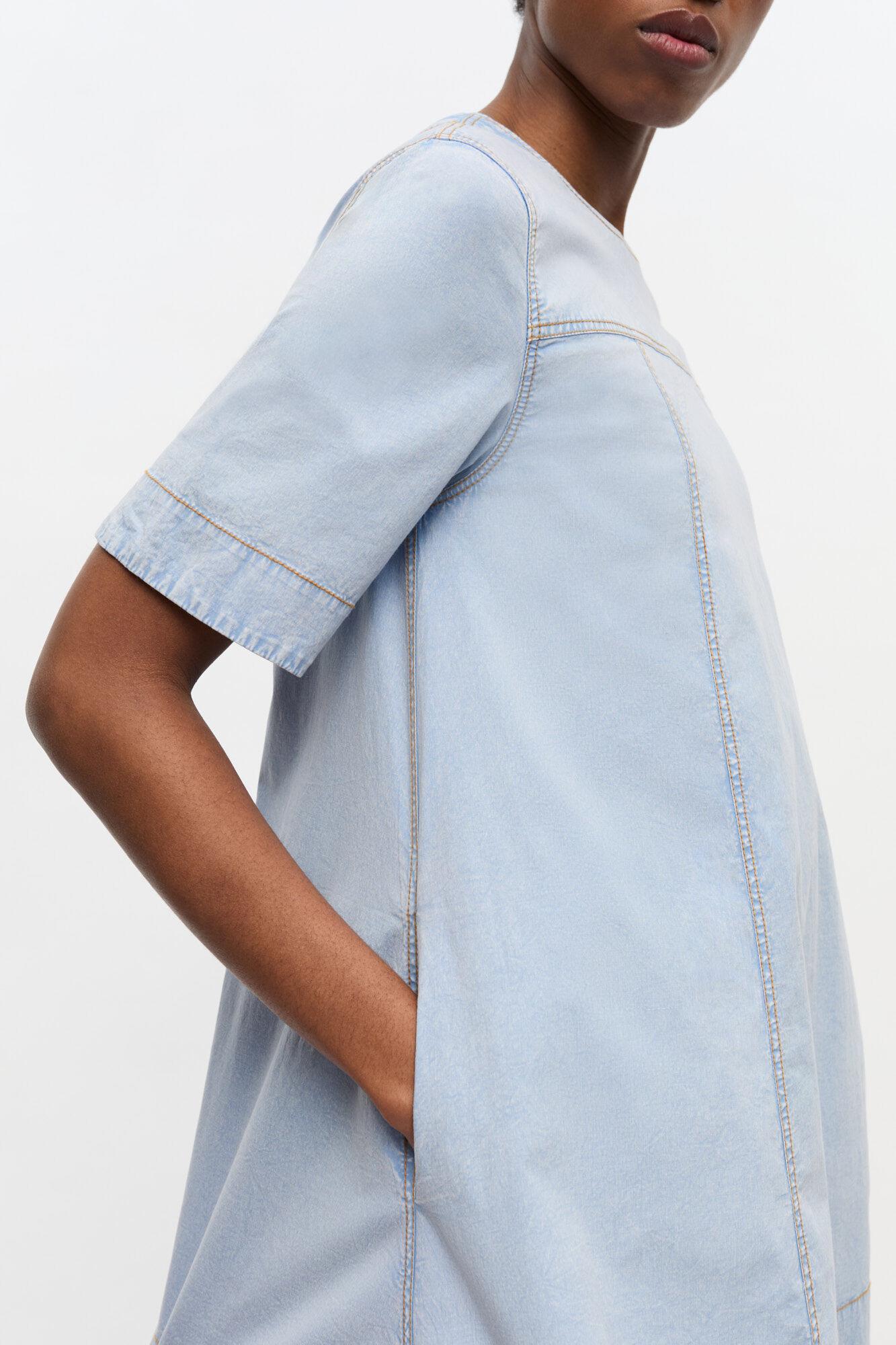 Light Blue A-line Mini Denim Dress Product Image