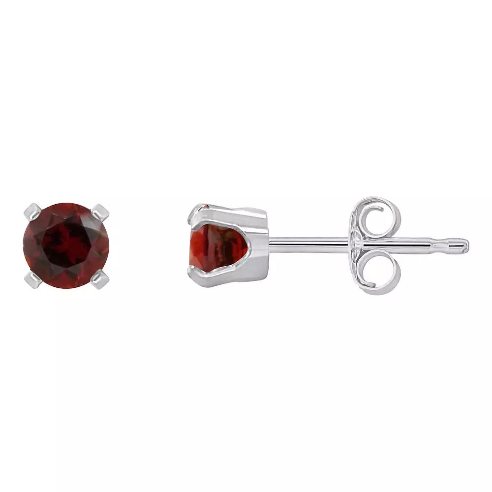 Celebration Gems 14k White Gold Round Gemstone Stud Earrings, Women's, Red Product Image