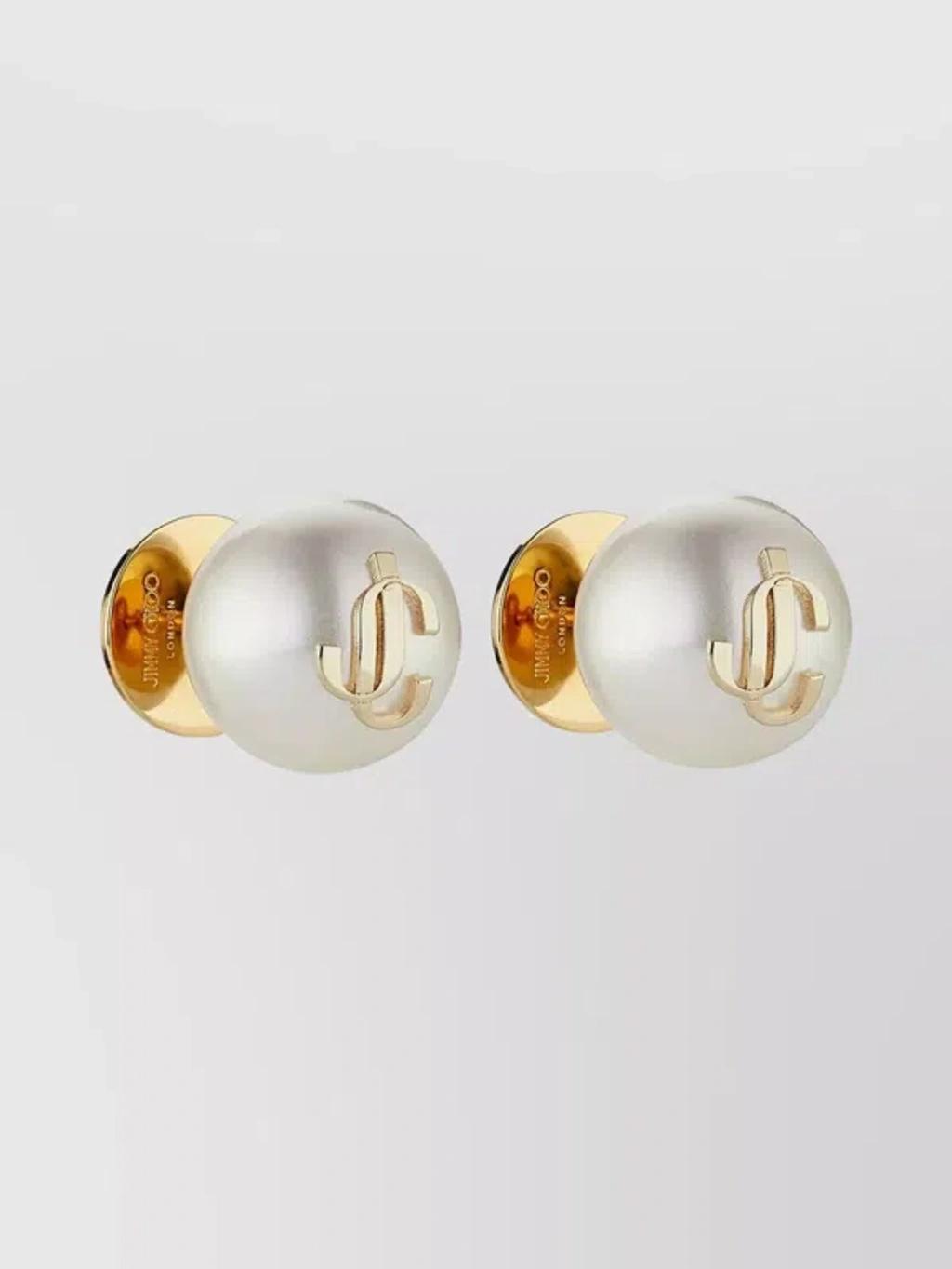debossed-logo pearl earrings  Product Image