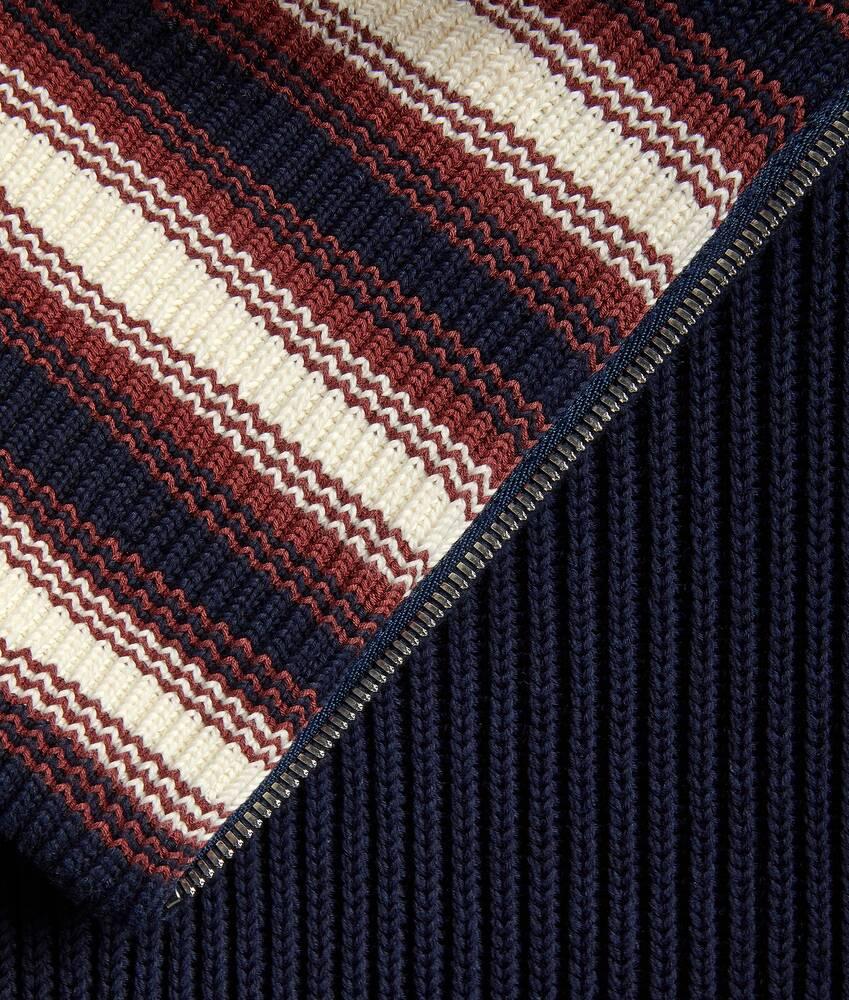 Men's Cotton Striped Cardigan in Navy/rust/chalk Product Image