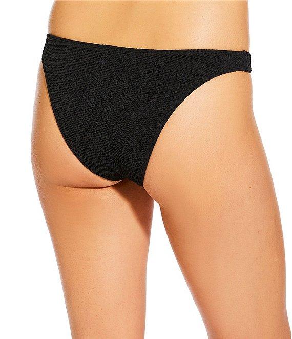 GB Solid Scrunchie Textured Tanga High Leg Hipster Swim Bottom Product Image