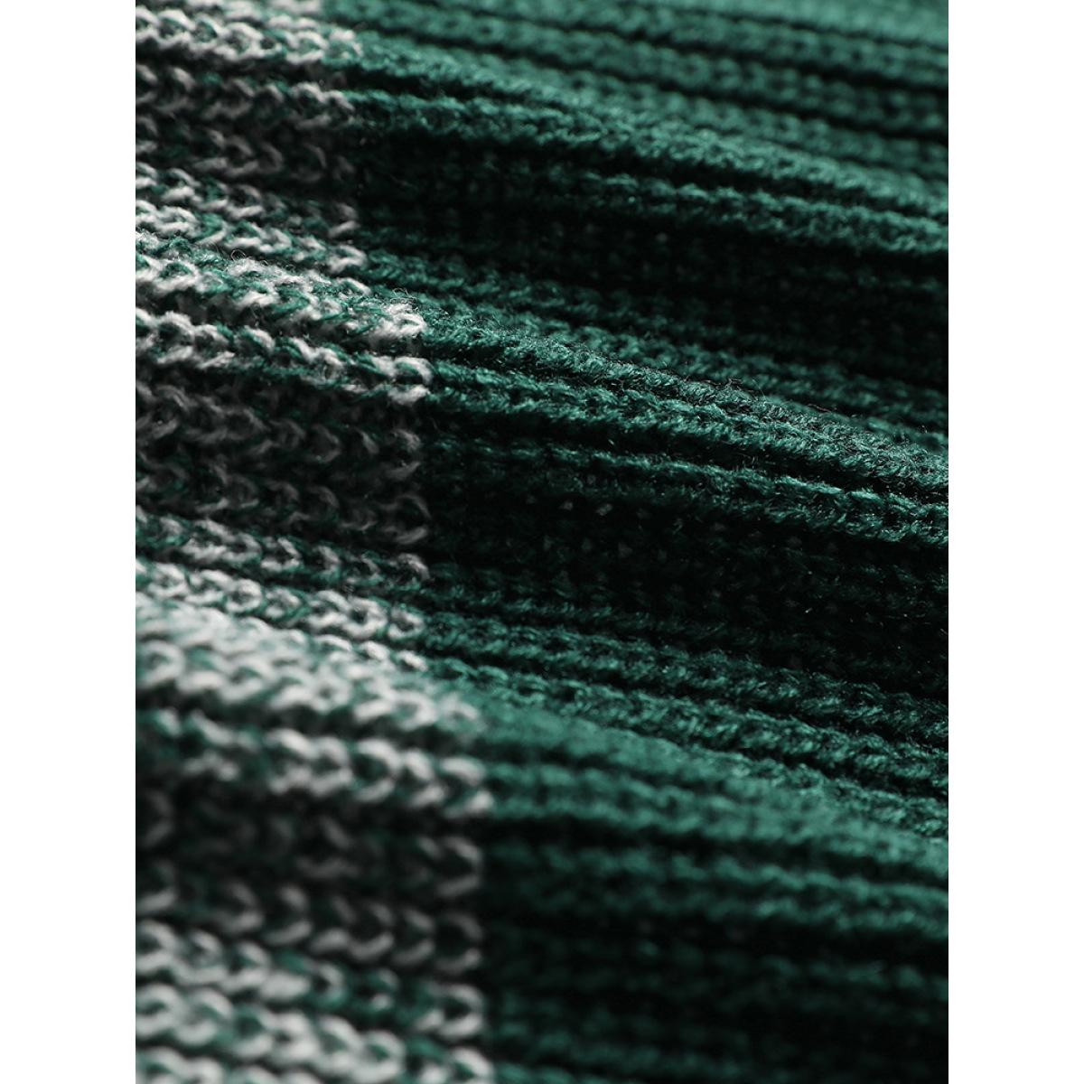 Plus Size Colorblock Drop Shoulder Patchwork Cardigan Green Women Casual Loose Long Sleeve Dailywear Cardigans BloomChic 12/L Product Image