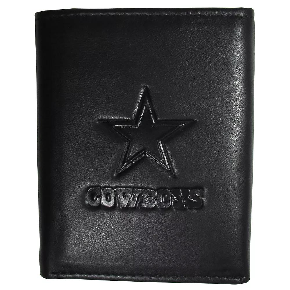 Men's Pittsburgh Steelers Embossed Leather Tri-Fold Wallet, Black Product Image