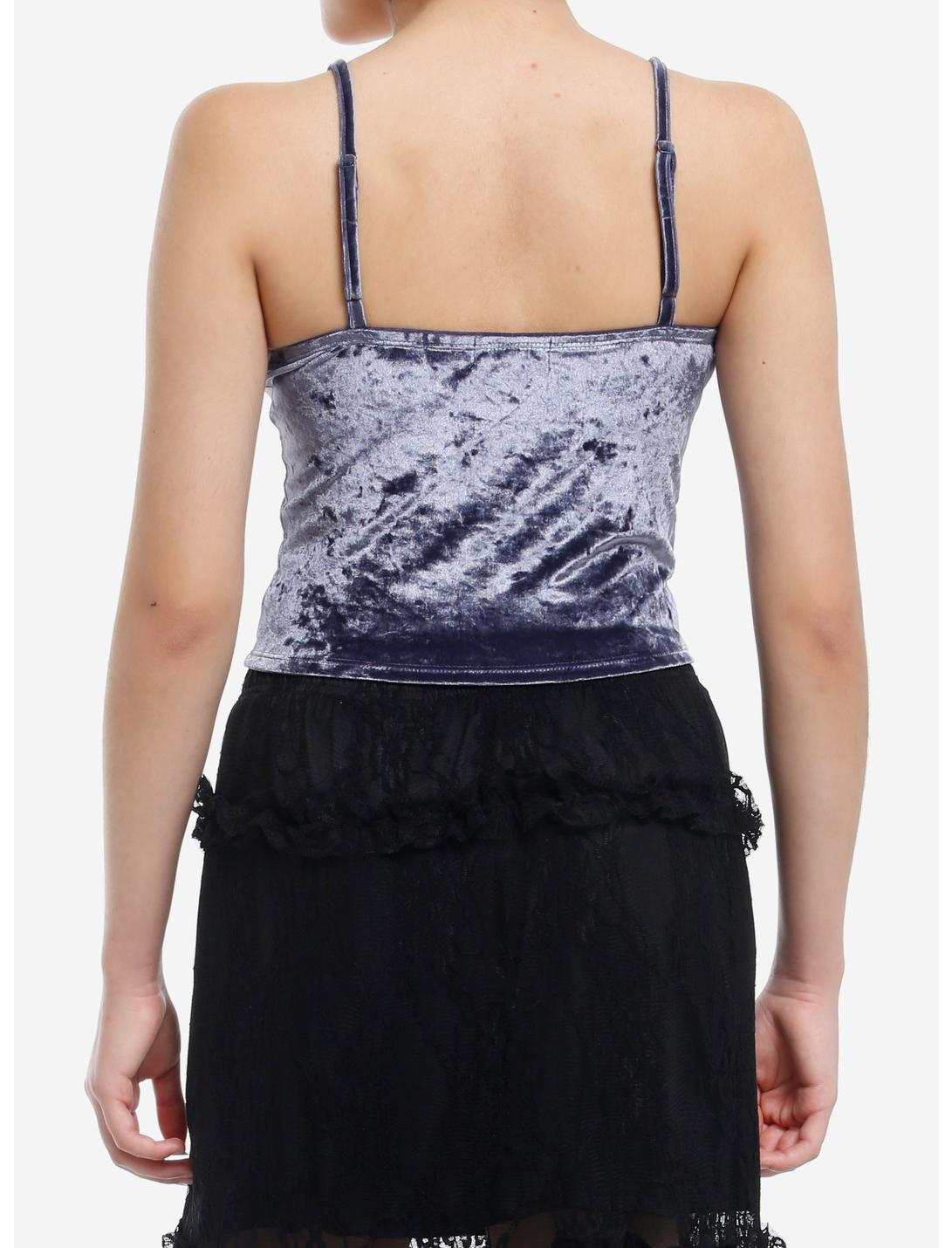 Cosmic Aura Blue Velvet Lace Trim Cami Product Image