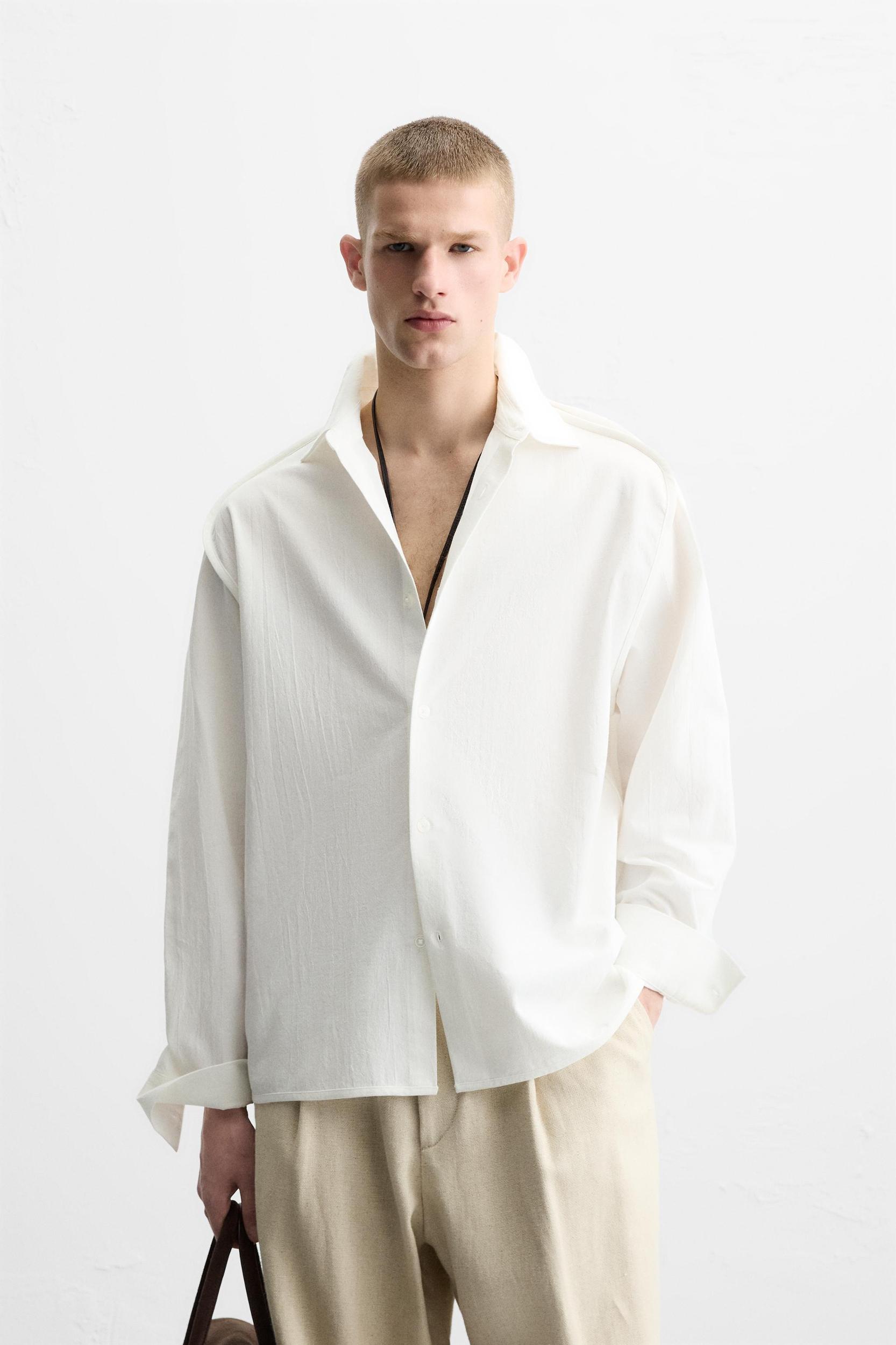 TEXTURED WEAVE SHIRT WITH PIPING Product Image