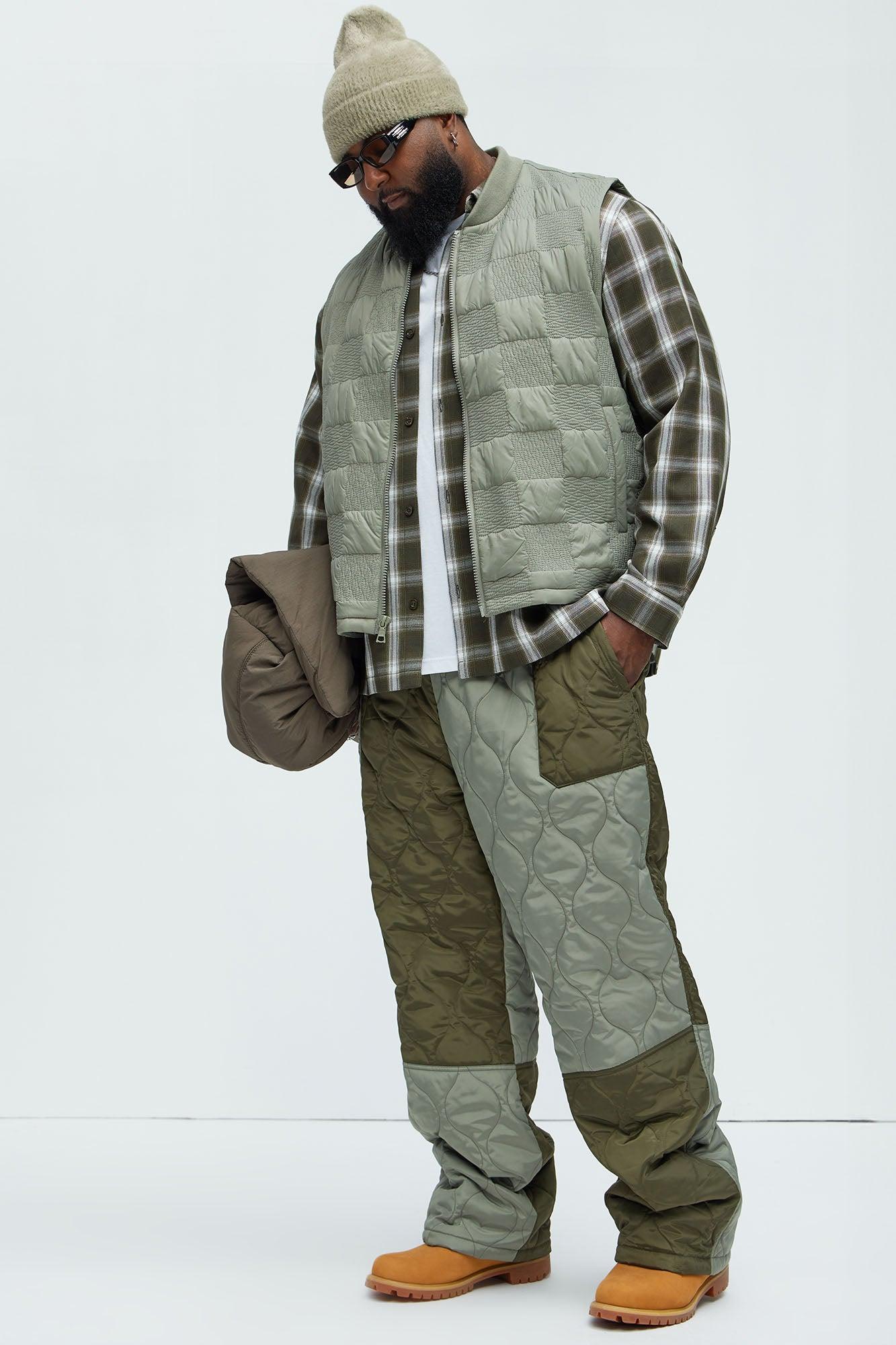 Rework Quilted Straight Pants - Green/combo Product Image