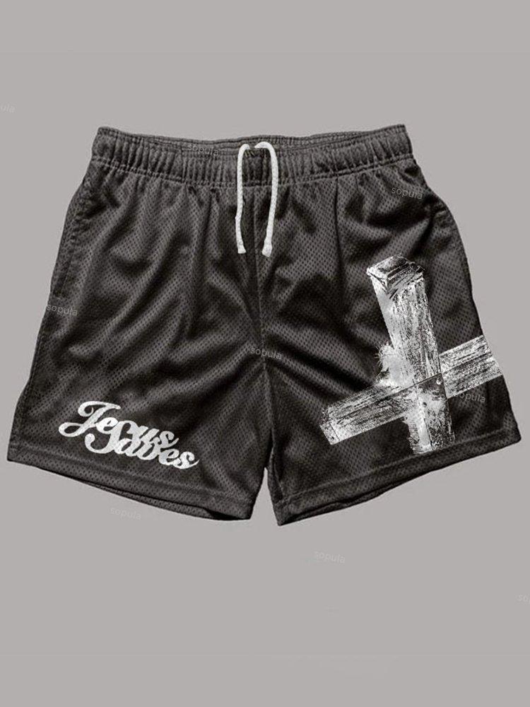 Sopula Jesus Saves Print Mesh Shorts Product Image