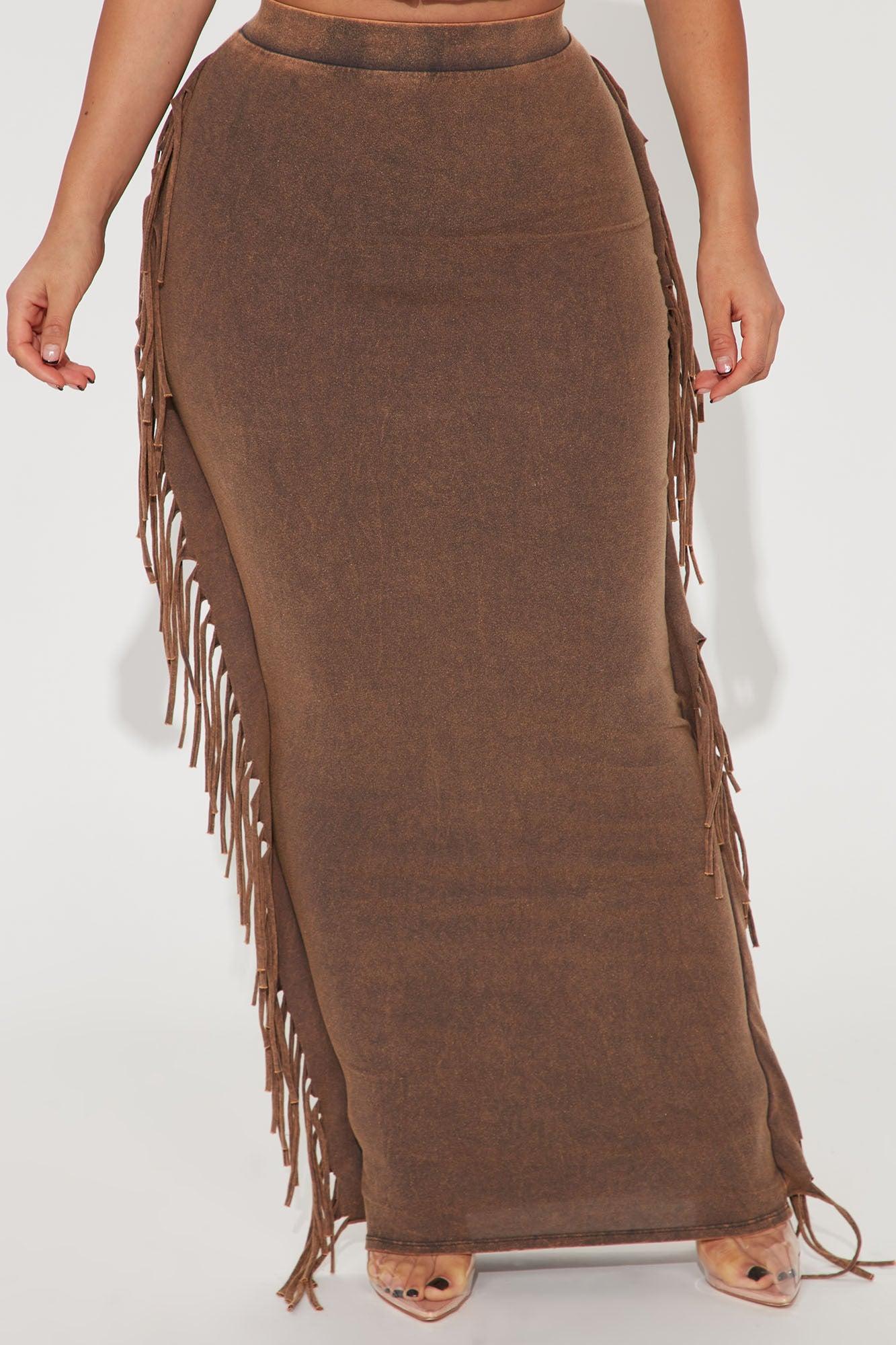 Sahara Mineral Wash Maxi Skirt - Brown Product Image