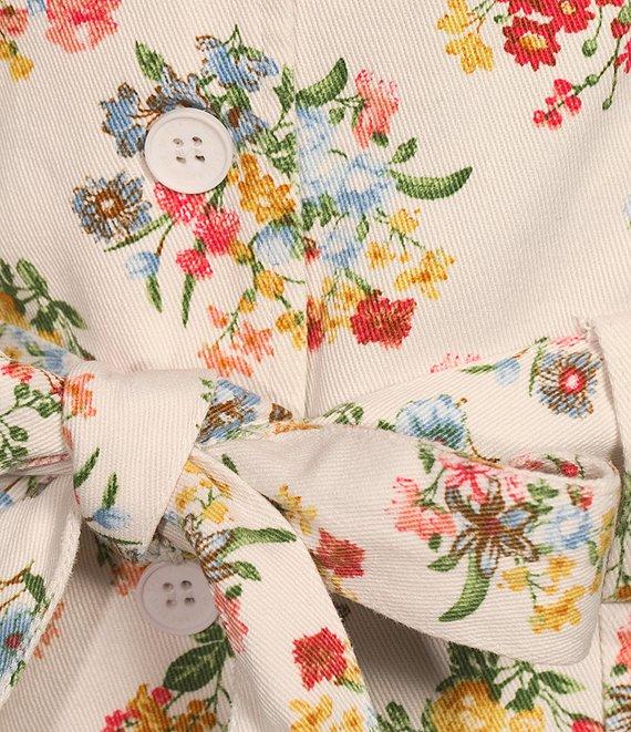 Skies Are Blue Floral Printed Notch Collar Short Sleeve Jumpsuit Product Image