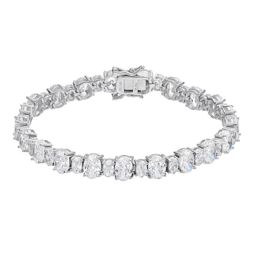 Sterling Silver Oval Cubic Zirconia Tennis Bracelet, Women's,  Product Image