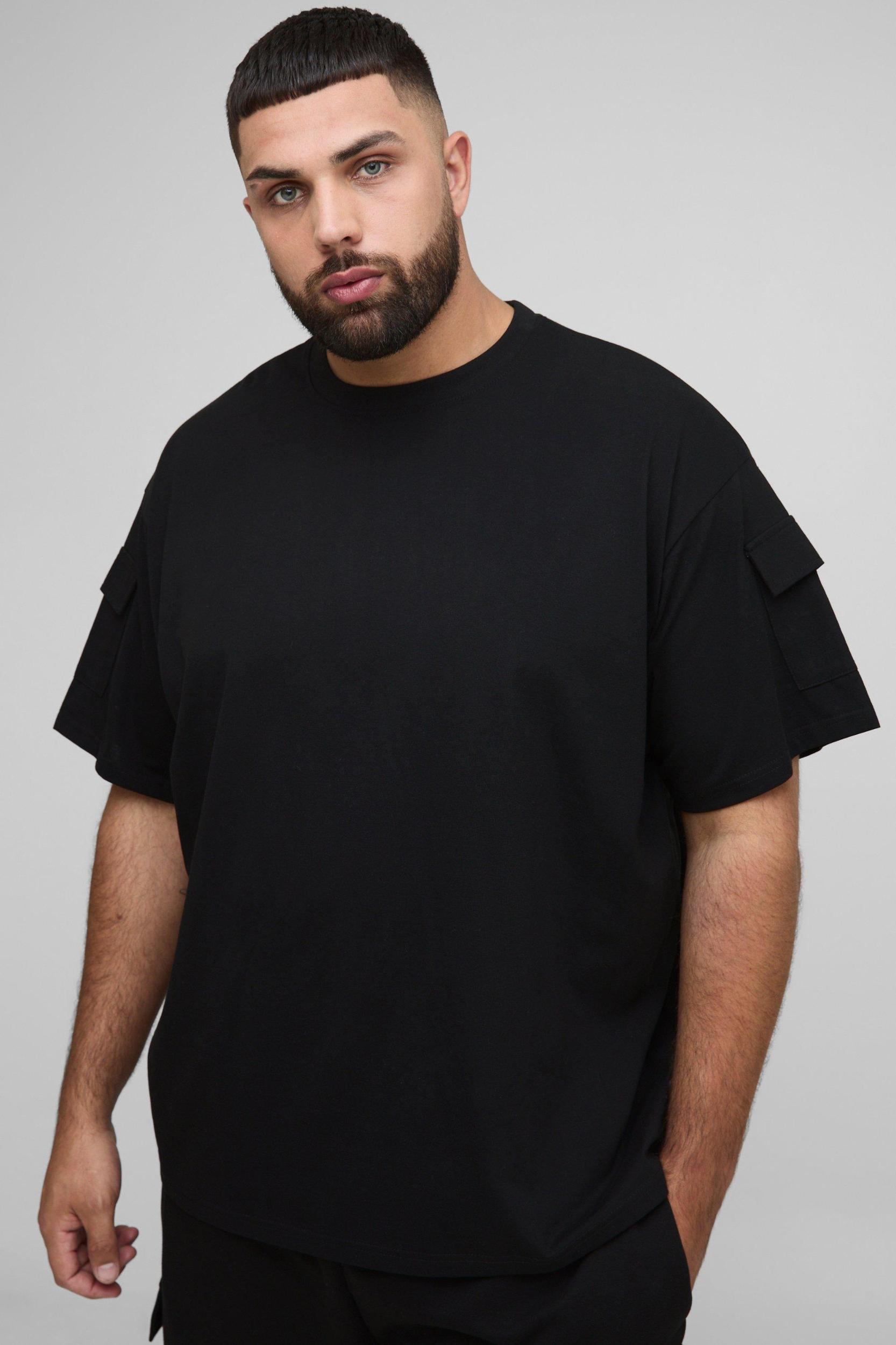 Plus Oversized Utility Pocket T-Shirt & Cargo Short Set | boohooMAN USA Product Image