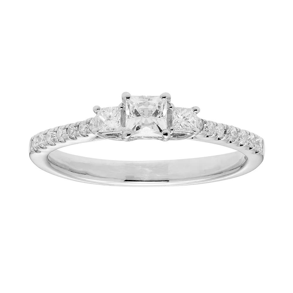 The Regal Collection 14k Gold 1/2 Carat T.W. IGL Certified Diamond 3-Stone Ring, Women's, Size: 6, White Product Image