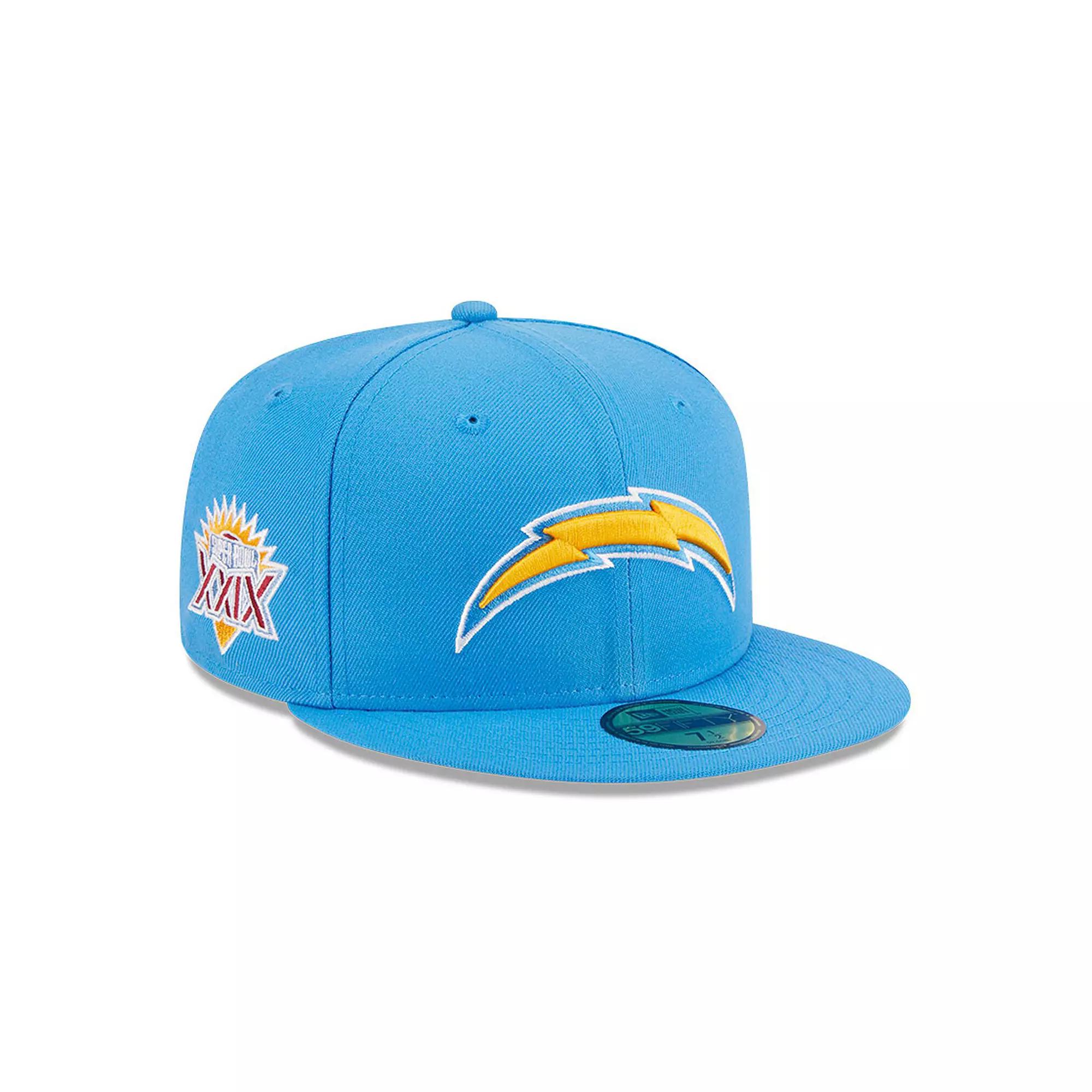 Men's New Era Powder Blue Los Angeles Chargers Main Patch 59FIFTY Fitted Hat,  Product Image