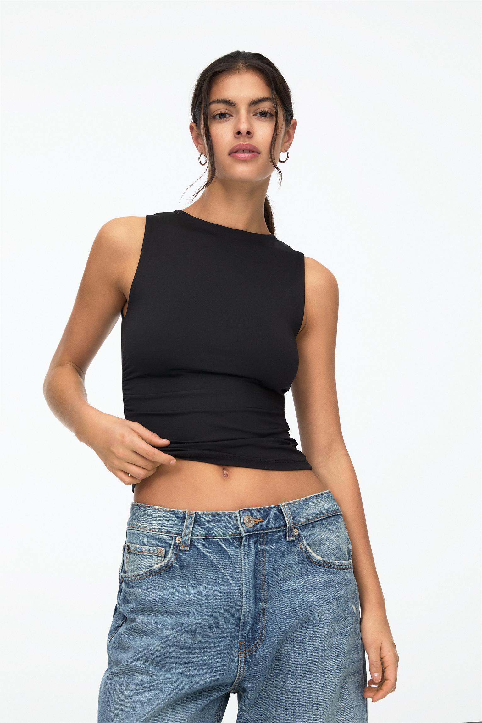 Gathered polyamide top Product Image