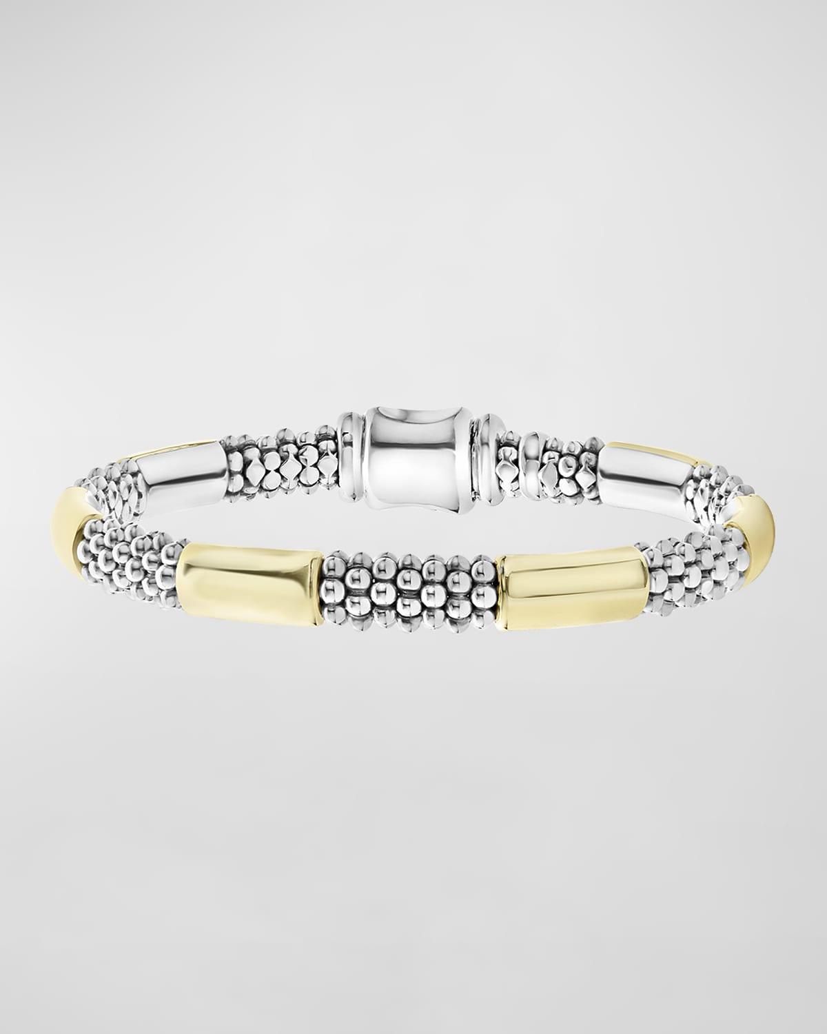 Lagos 18K Yellow Gold & Sterling Silver High Bar Station Bangle Bracelet Product Image