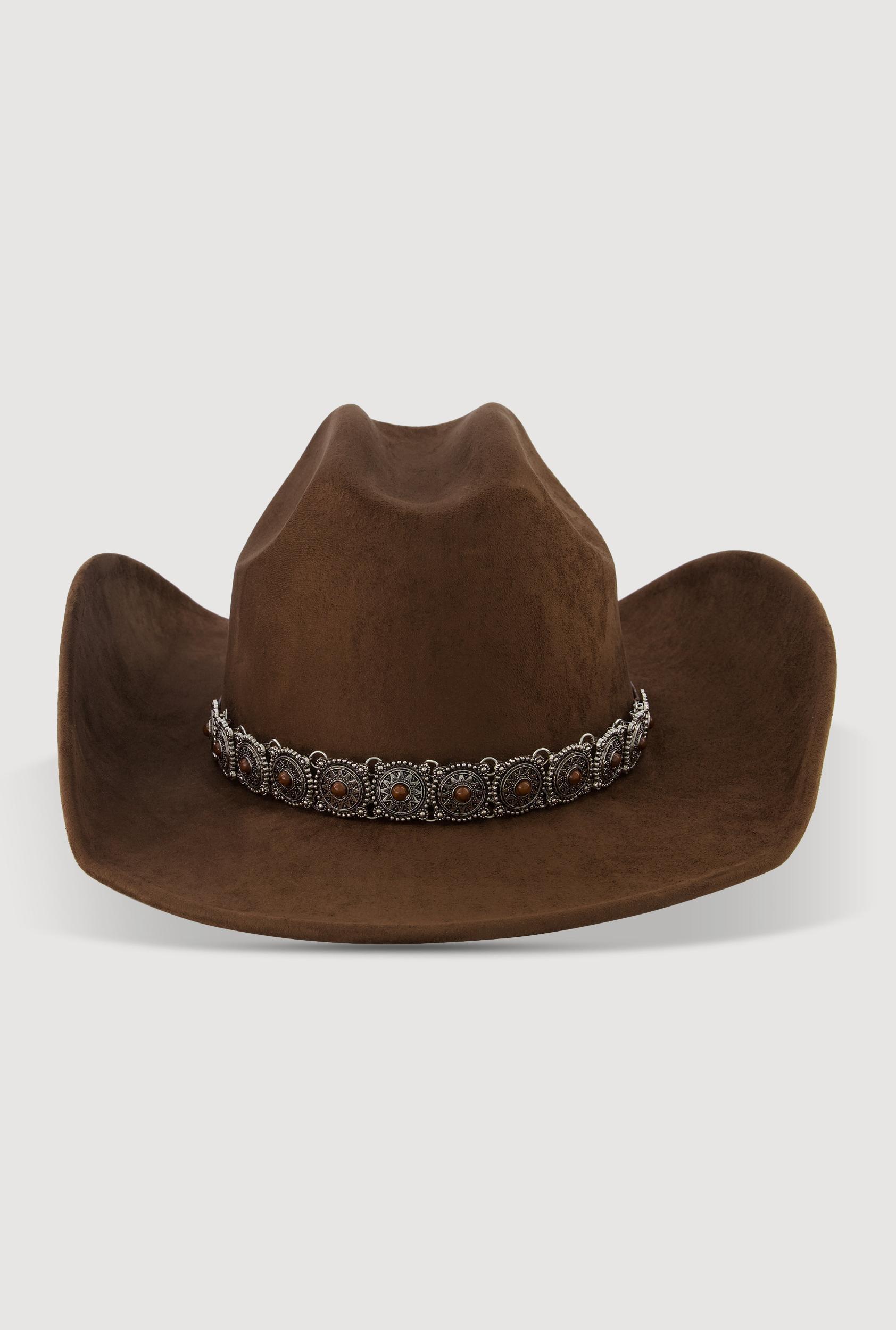 Faux Suede Boho Belted Cowboy Hat Female Product Image