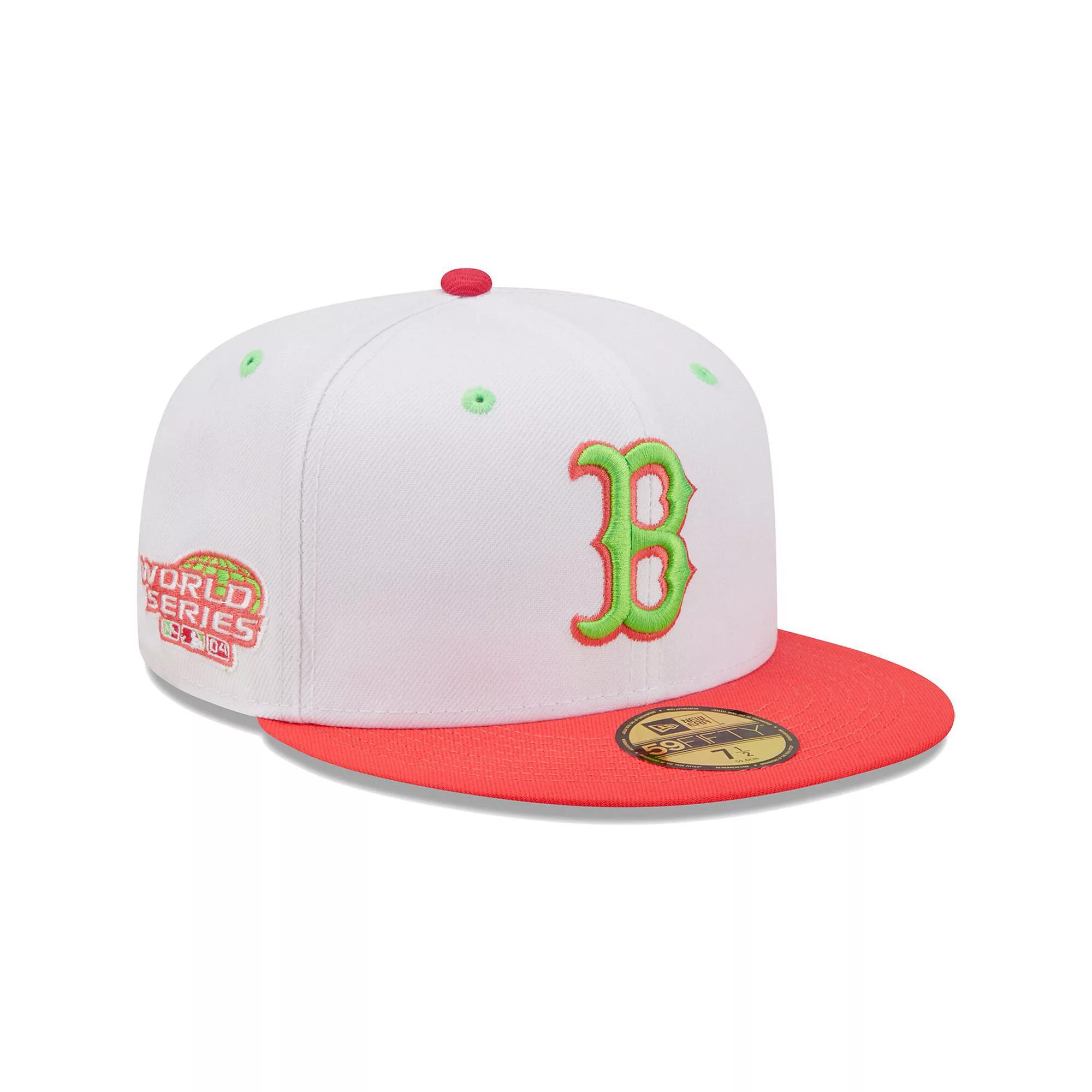 Men's New Era White/Coral Boston Red Sox 2004 World Series Strawberry Lolli 59FIFTY Fitted Hat, Size: 7 3/8 Product Image