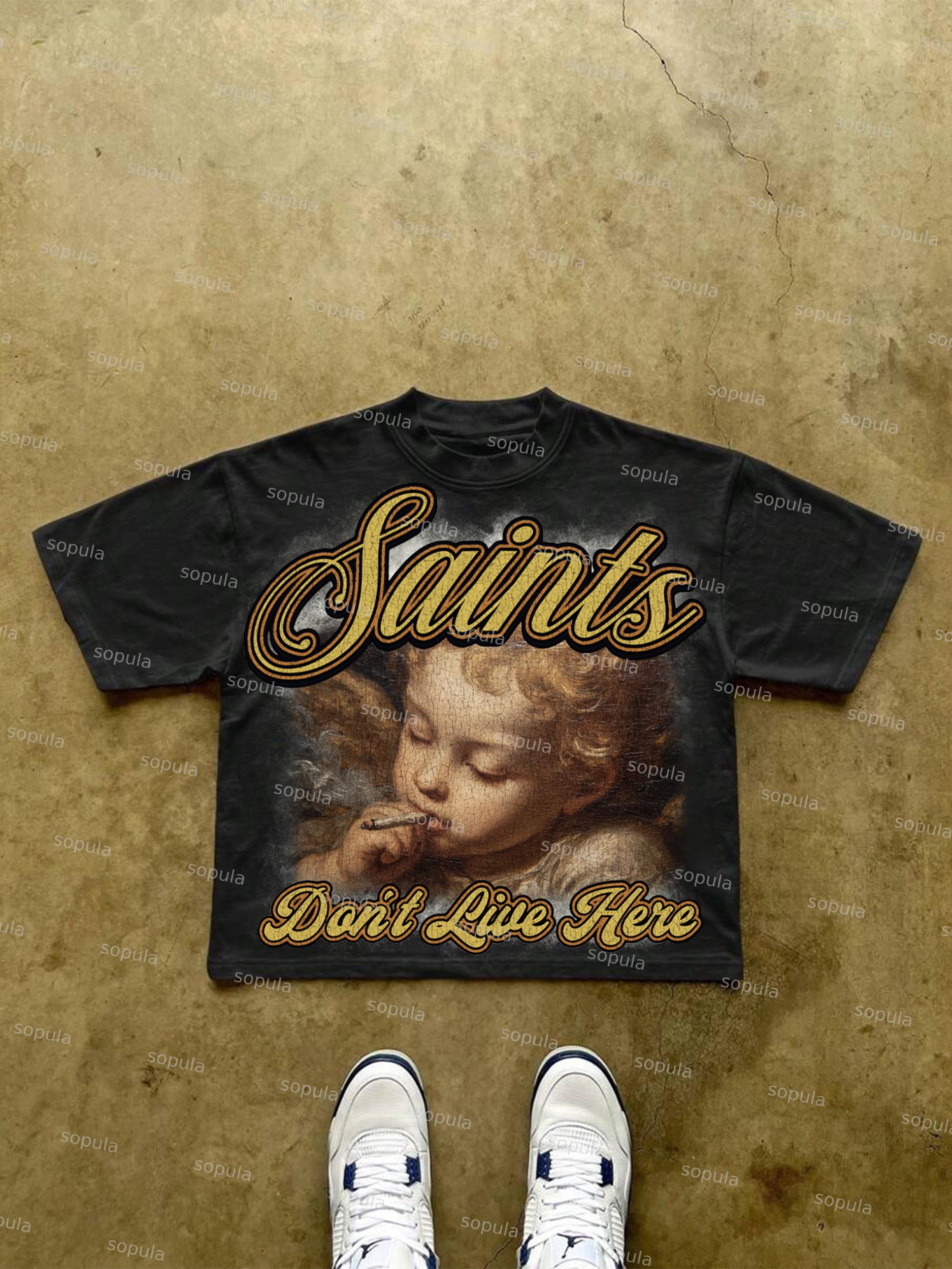 Sin City Trust The Sin, Not The Saint Vintage Angel Aged Graphic Cropped T-shirt Product Image