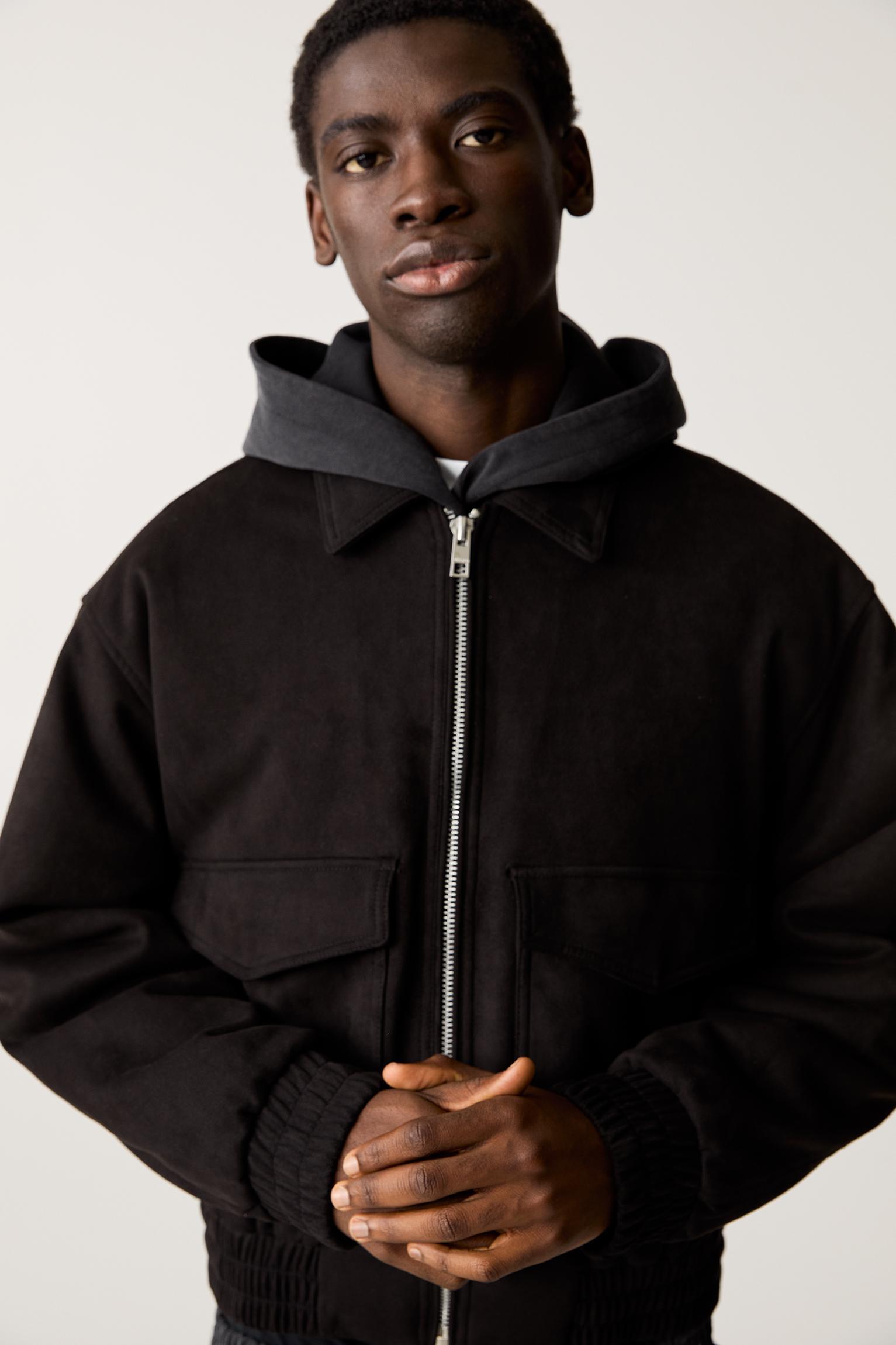 Cropped faux suede jacket Product Image