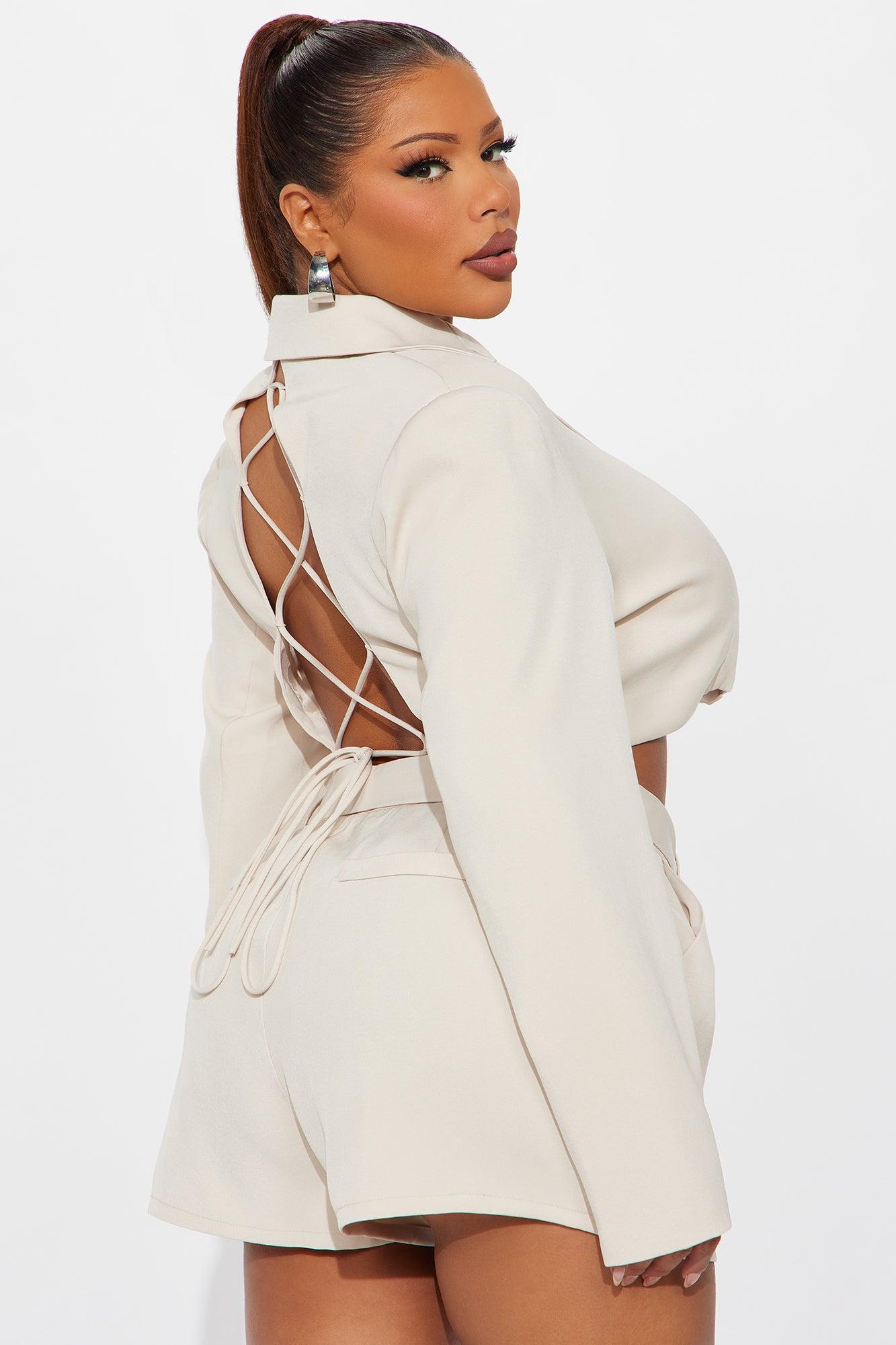 Pretty Business Cropped Blazer - Cream Female Product Image