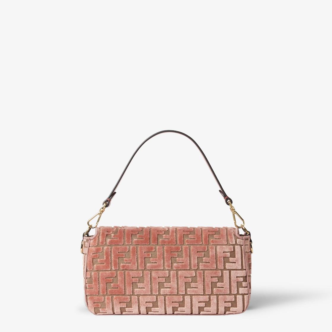 BaguettePink FF jacquard velvet bag Product Image