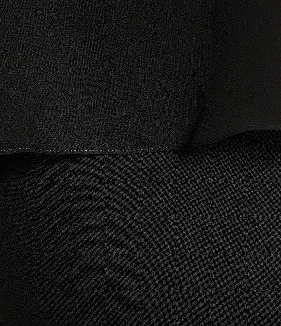 Caroline Rose Matte Crepe Scoop Neck Sheer Georgette Sleeve Capelet Dress Product Image